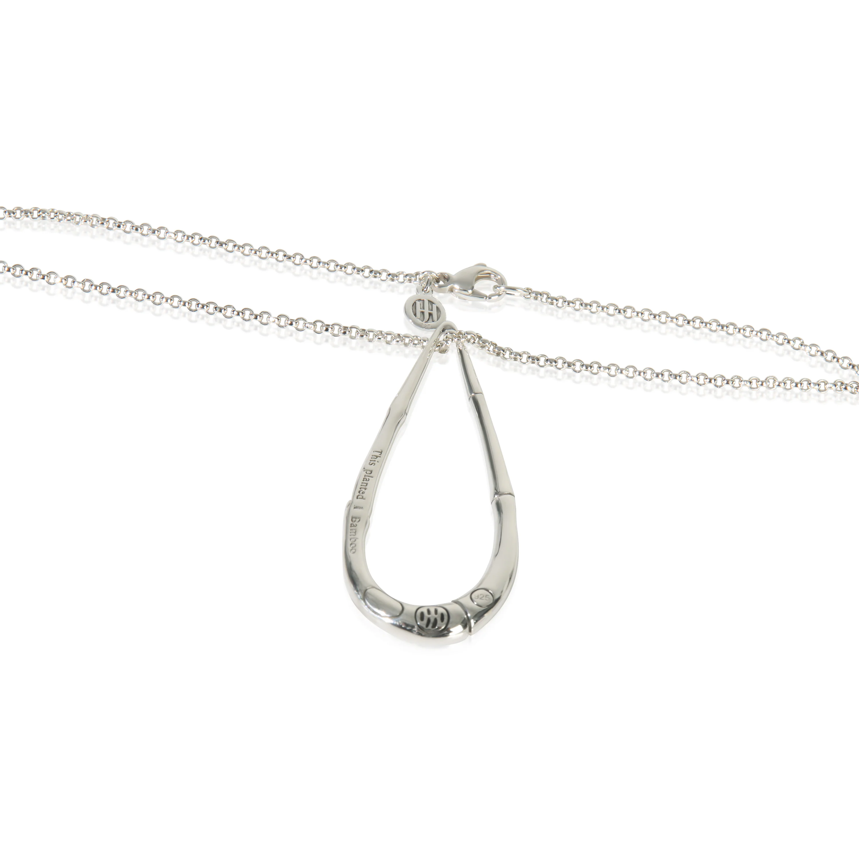 Sterling Silver  Bamboo Teardrop Pendant - Image 2