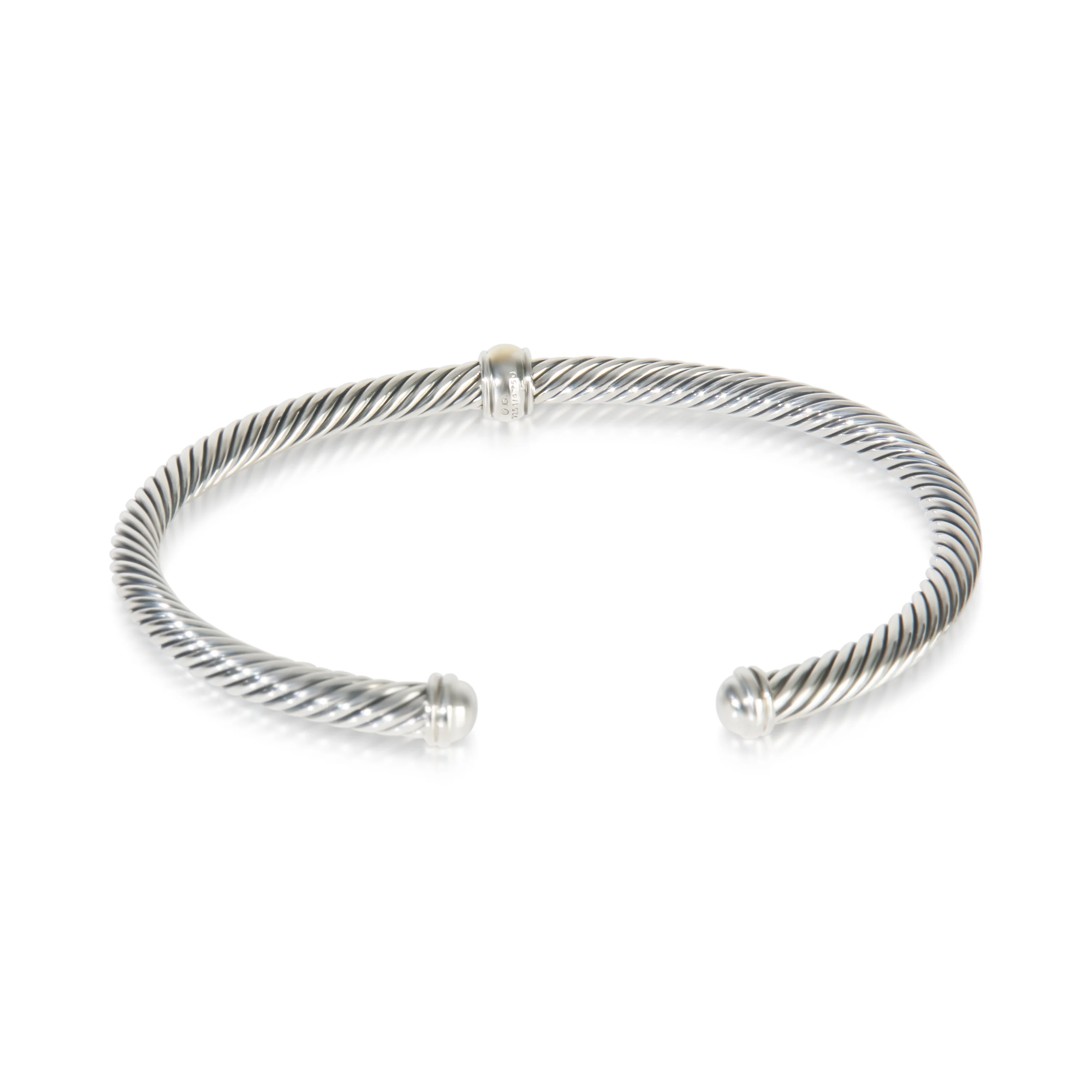Yellow Gold & Sterling Silver  Classic Cable Station Bracelet - Image 3