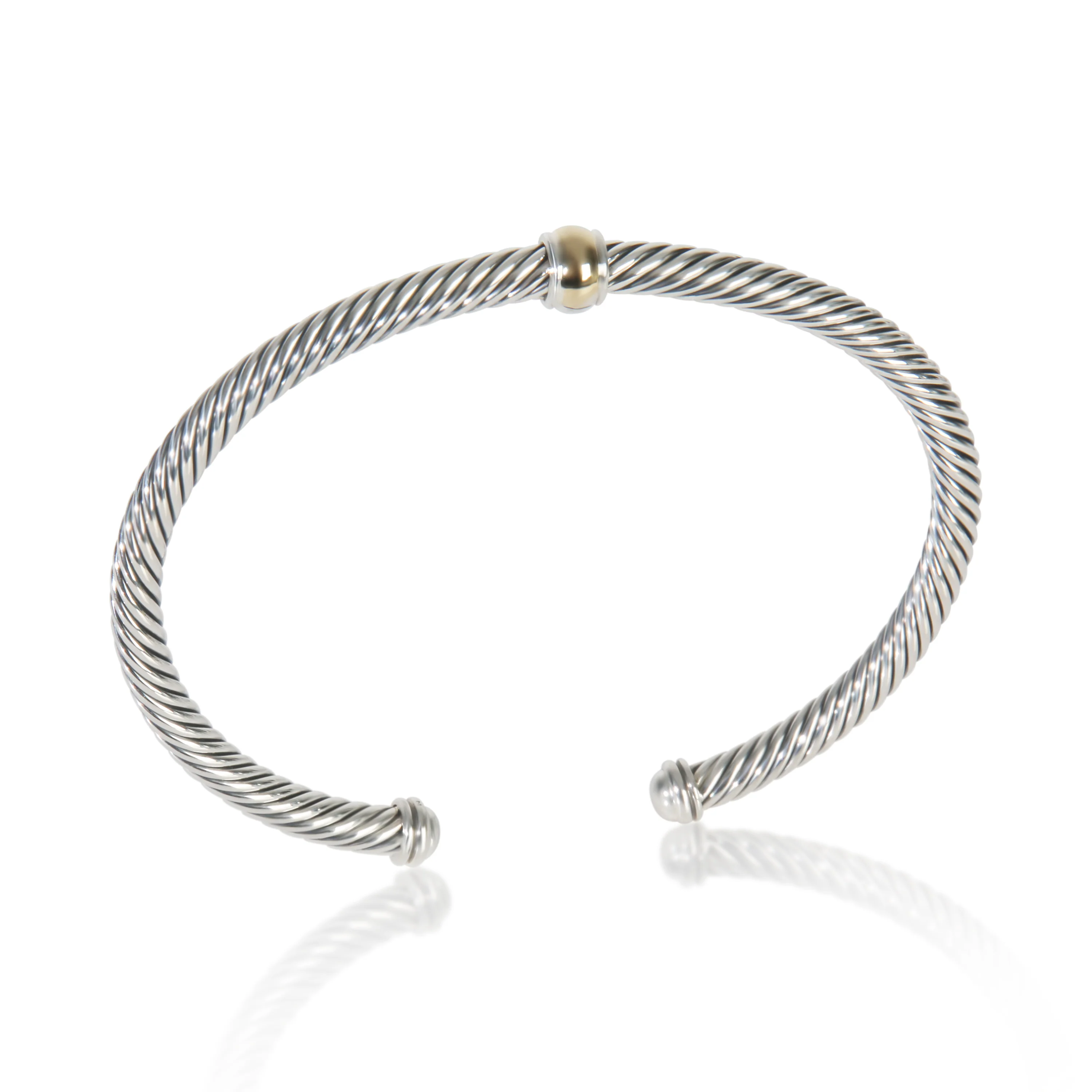Yellow Gold & Sterling Silver  Classic Cable Station Bracelet - Image 4