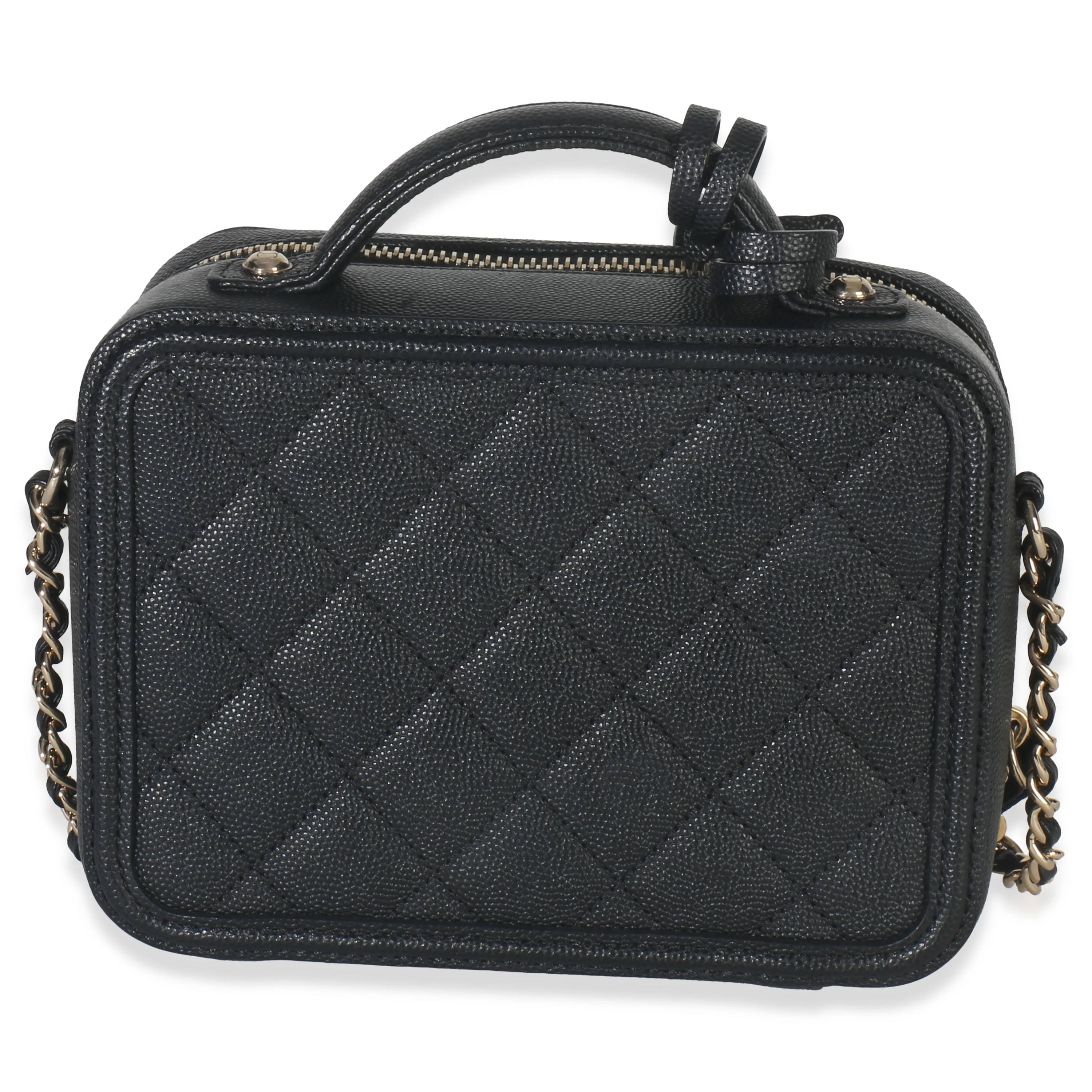 Black Quilted Caviar Small CC Filigree Vanity Case - Image 4