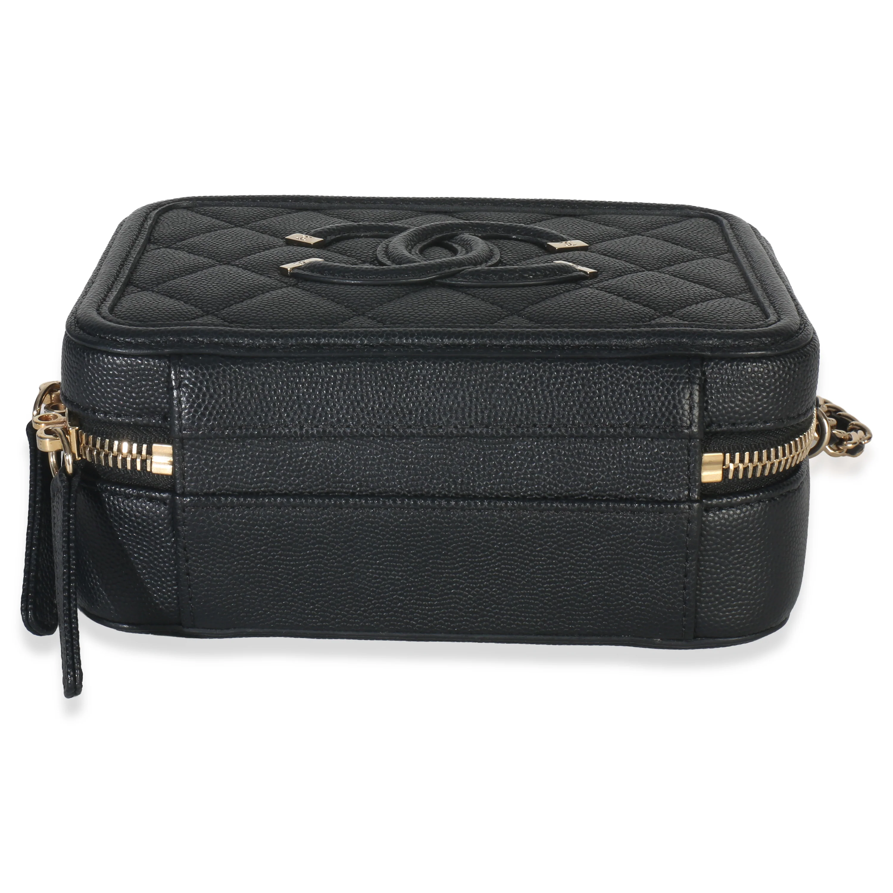 Black Quilted Caviar Small CC Filigree Vanity Case - Image 5