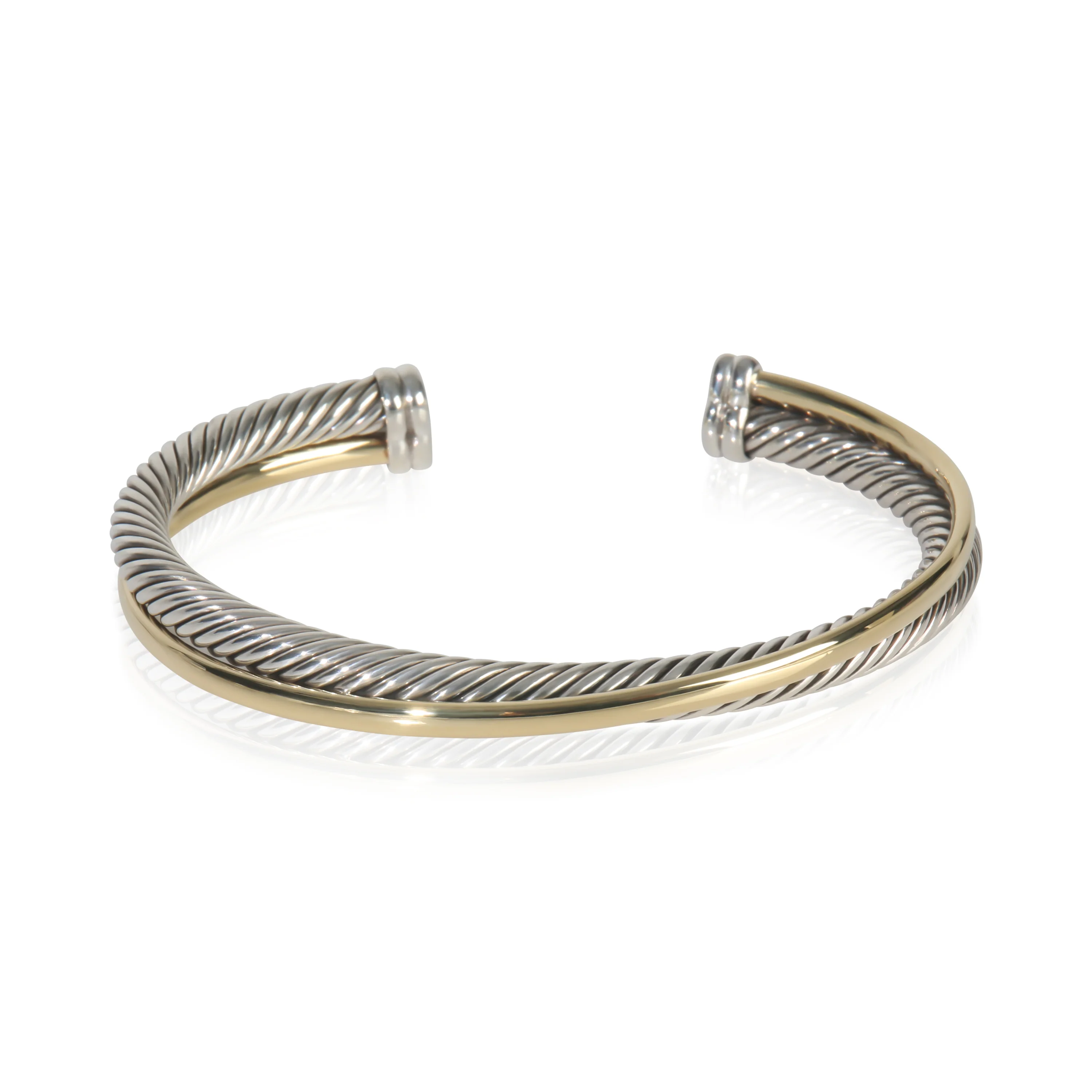 Yellow Gold & Sterling Silver  Crossover Bracelet