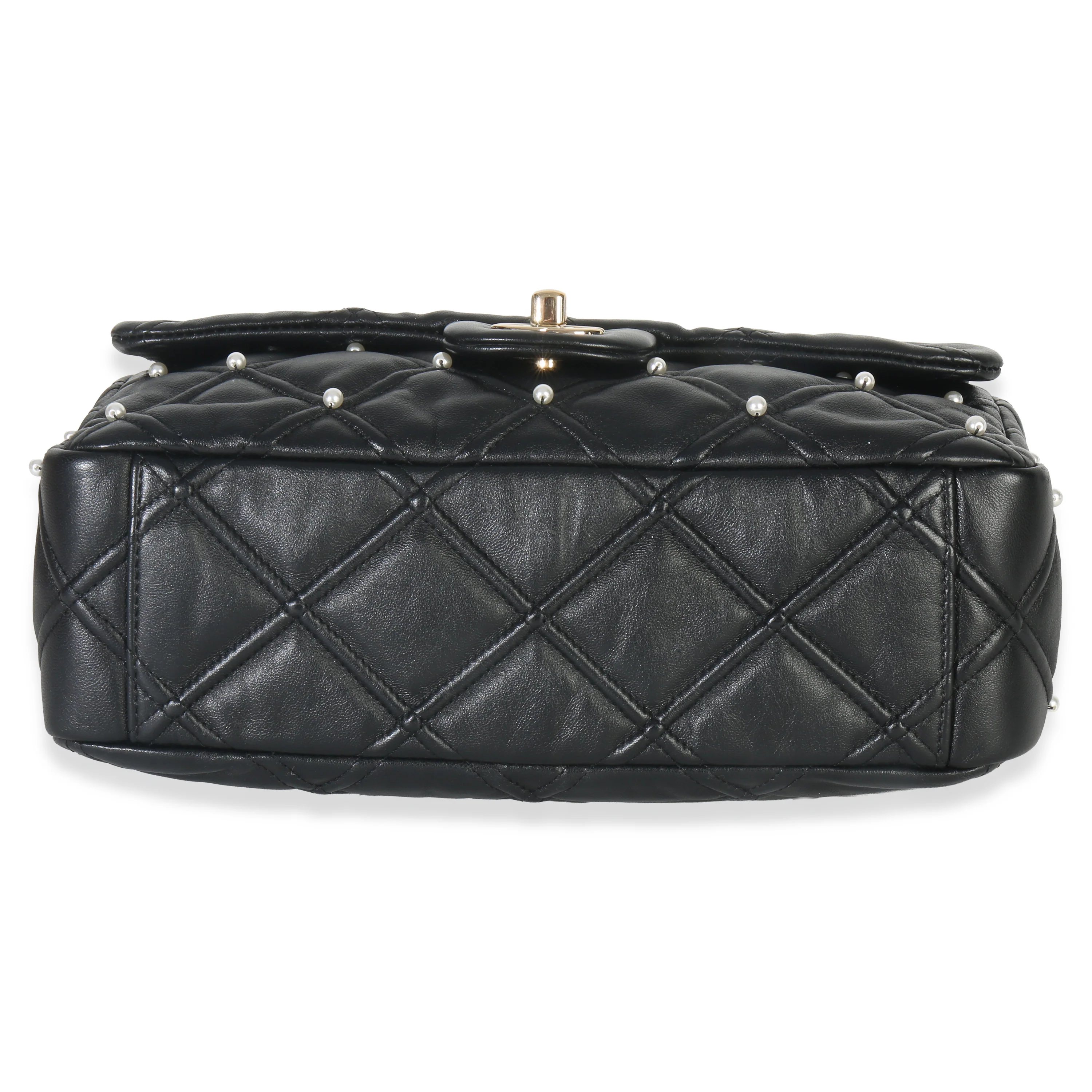 Black Pearl Studded Lambskin Medium CC Flap Bag - Image 5