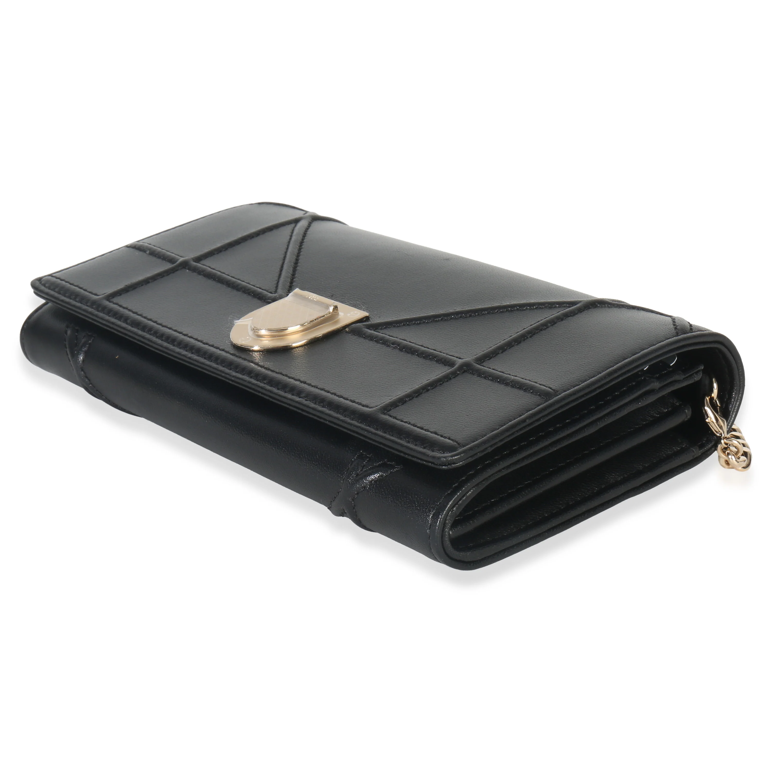 Black Calfskin Diorama Croisiere Chain Wallet - Image 7