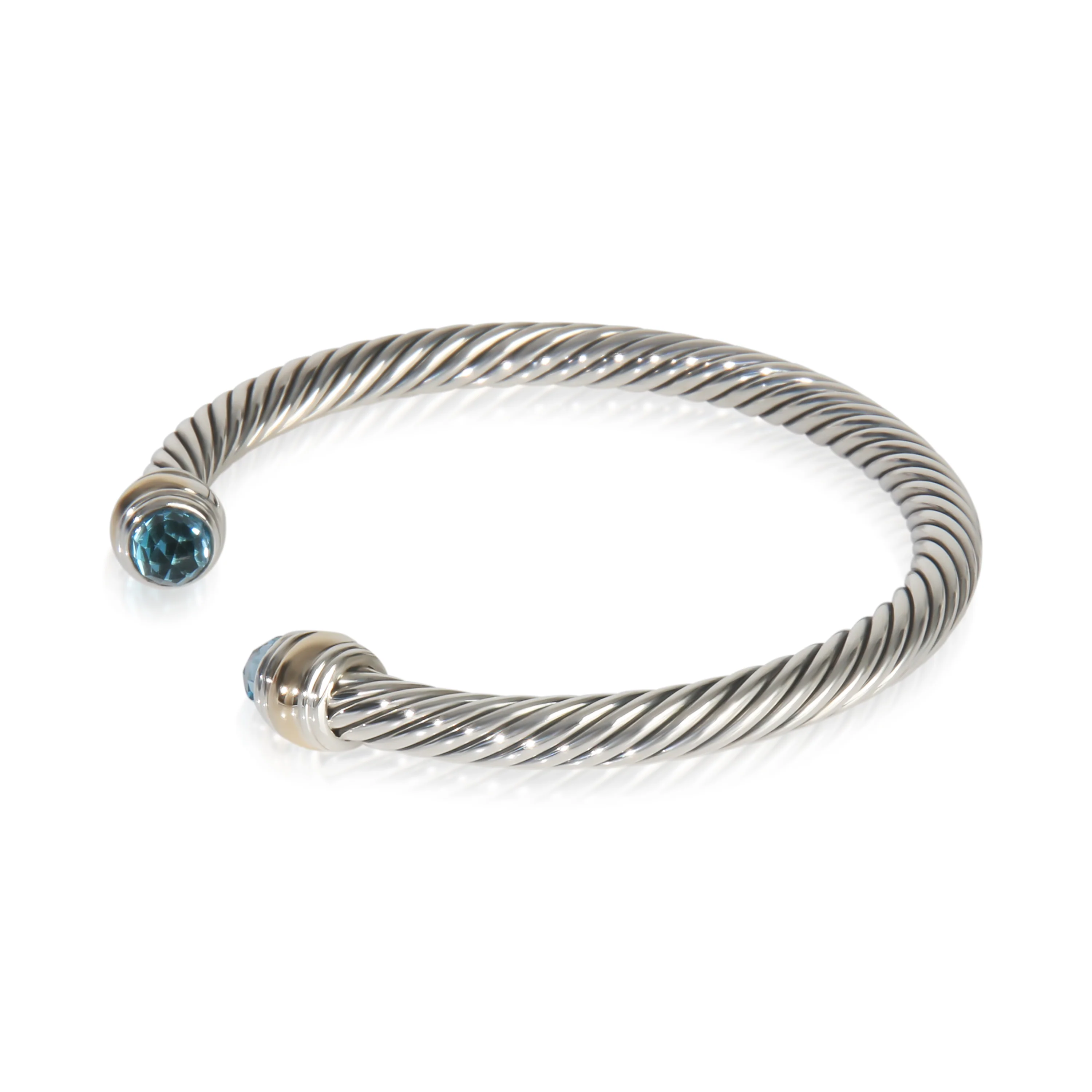 Yellow Gold & Sterling Silver Topaz Cable Classic Bracelet - Image 2