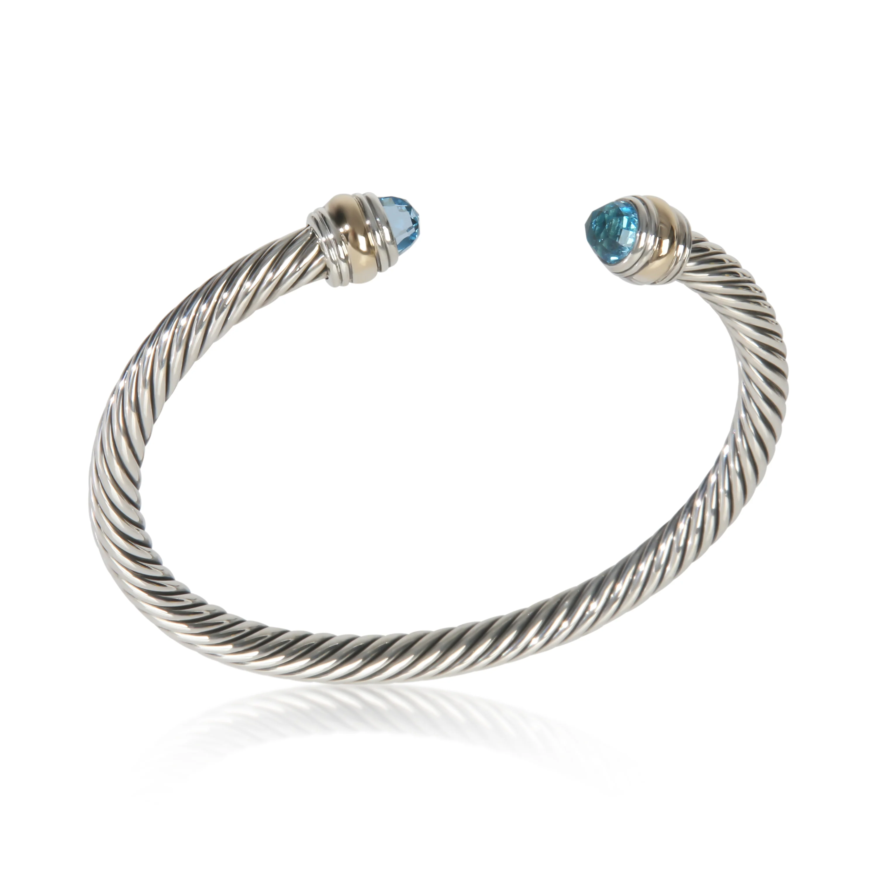 Yellow Gold & Sterling Silver Topaz Cable Classic Bracelet - Image 4