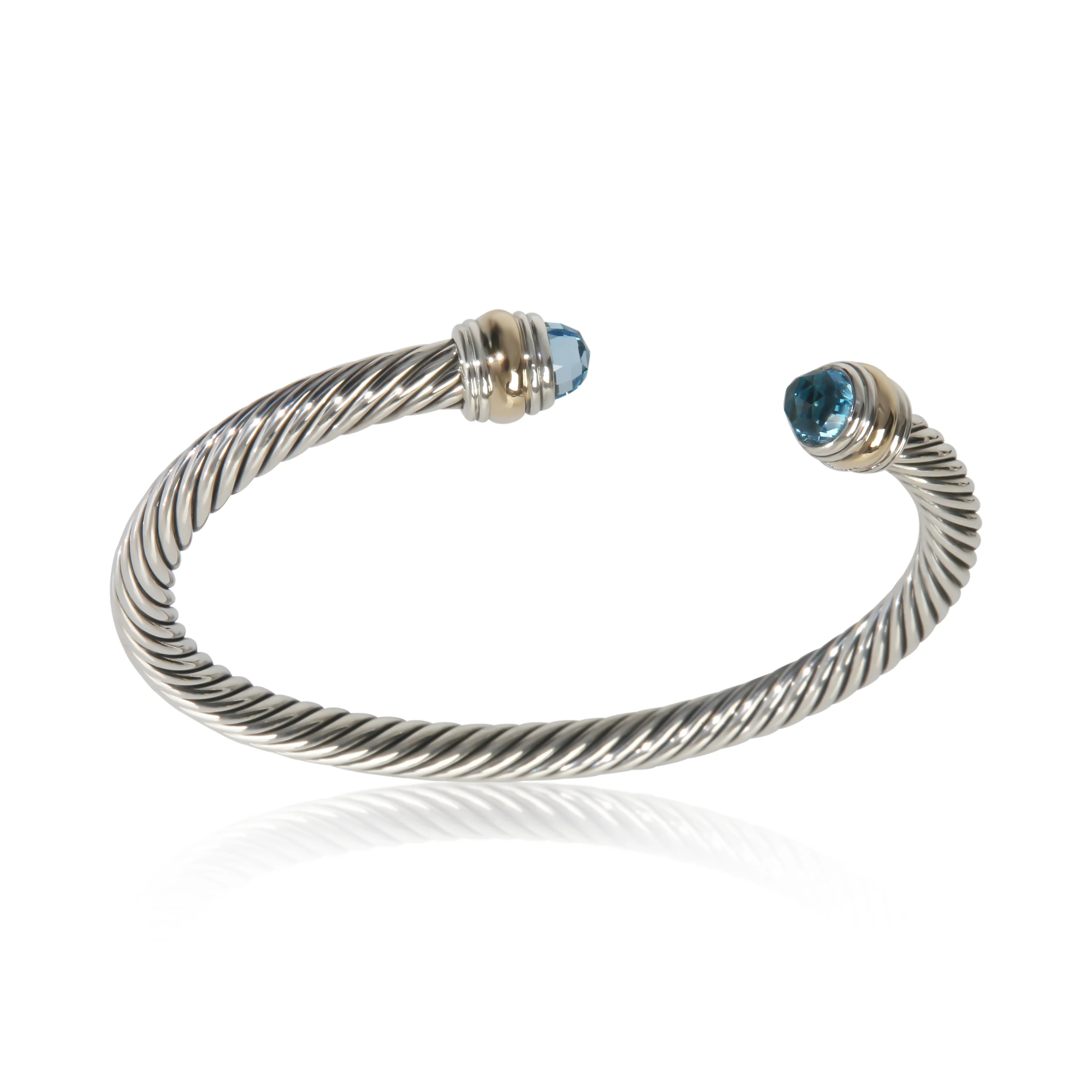 Yellow Gold & Sterling Silver Topaz Cable Classic Bracelet - Image 6