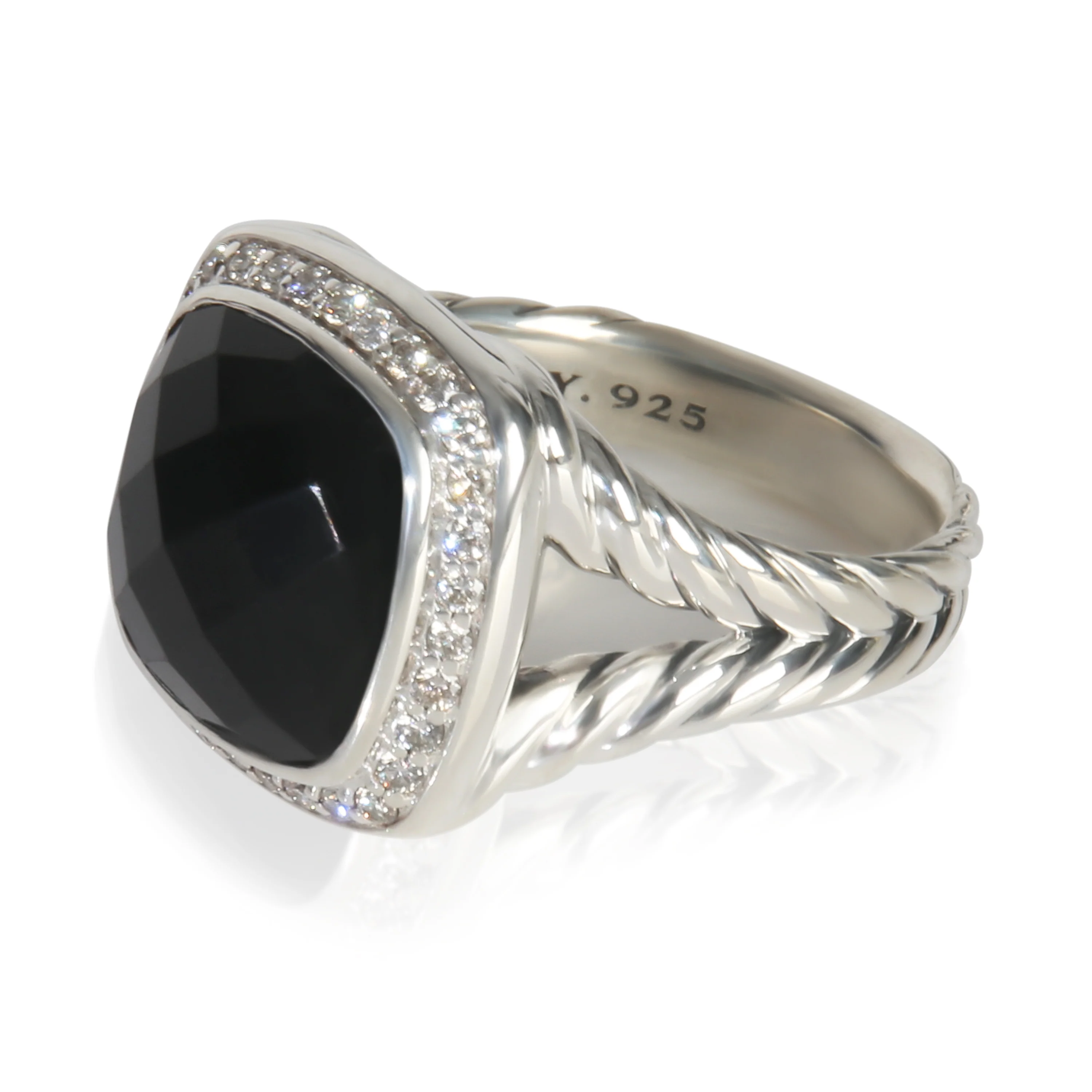 Sterling Silver Onyx and Diamond Albion Ring - Image 2