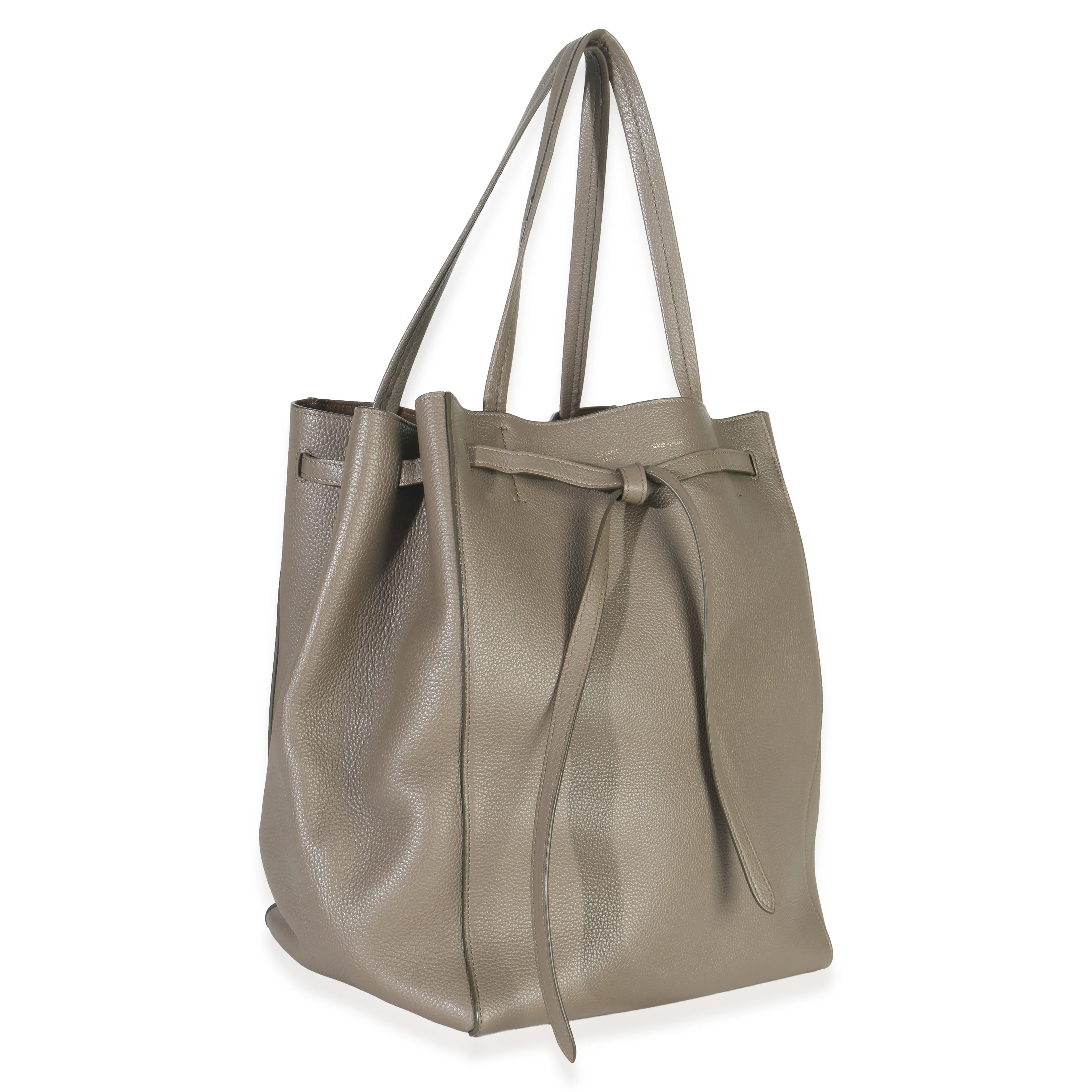 Taupe Soft Grained Calfskin Small Belt Cabas Phantom Tote - Image 3