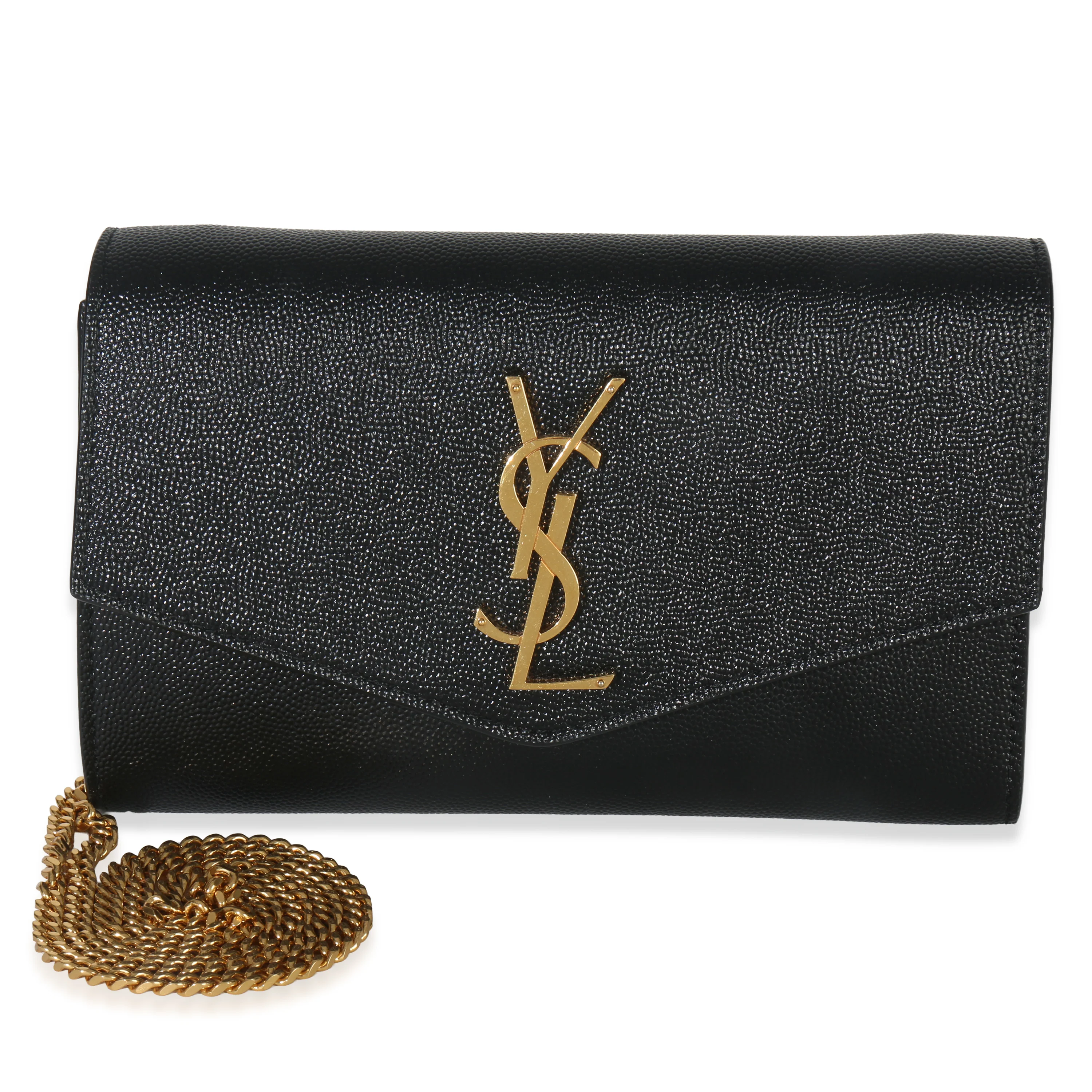 Black Grain De Poudre Uptown Chain Wallet