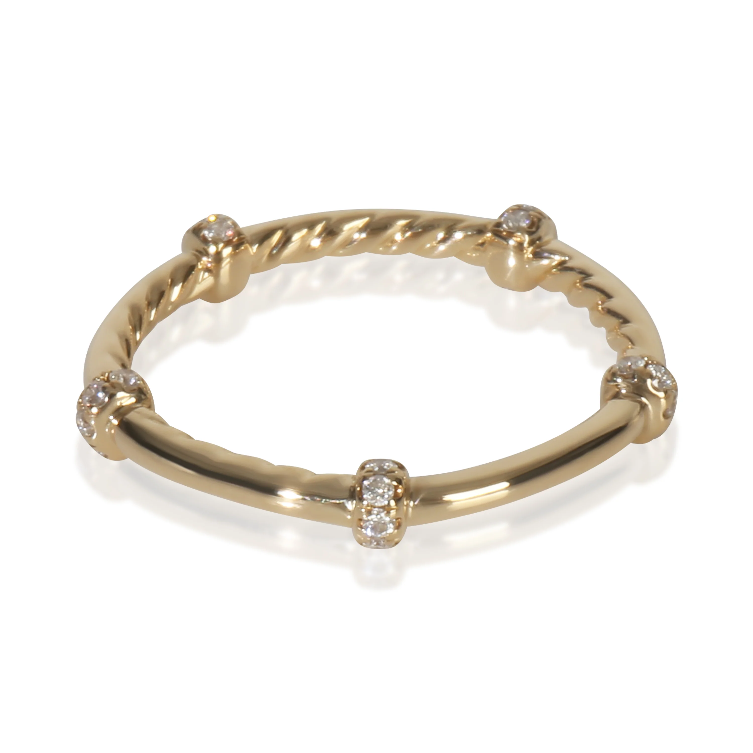 Yellow Gold Diamond Cable Stacking Ring - Image 3