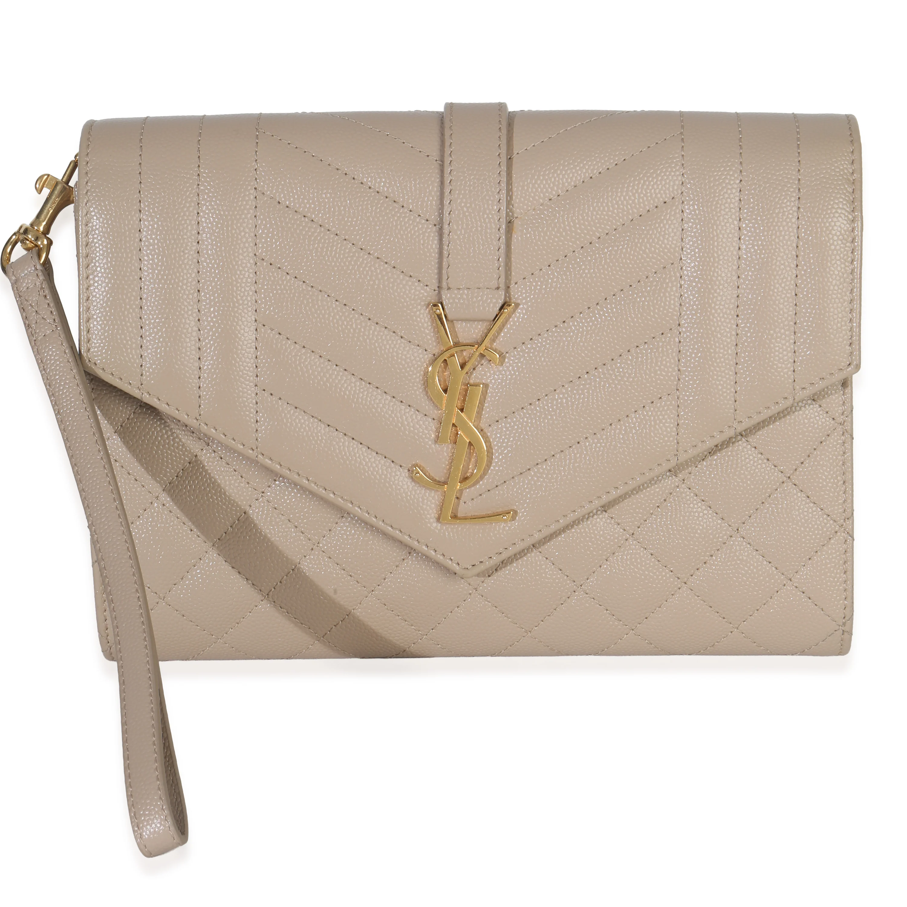Dark Beige Grain De Poudre Triquilt Monogram Clutch