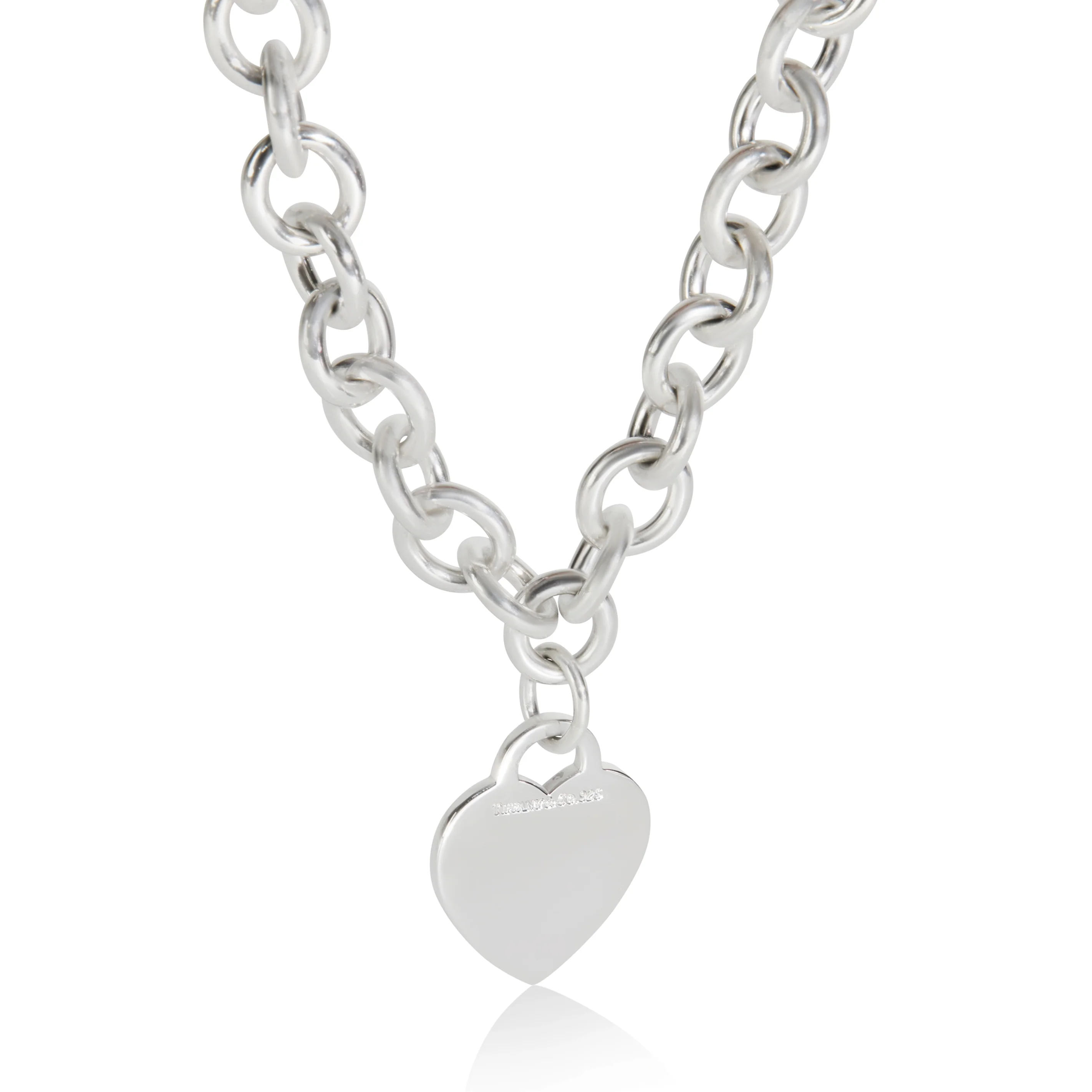 Sterling Silver Heart Tag Necklace
