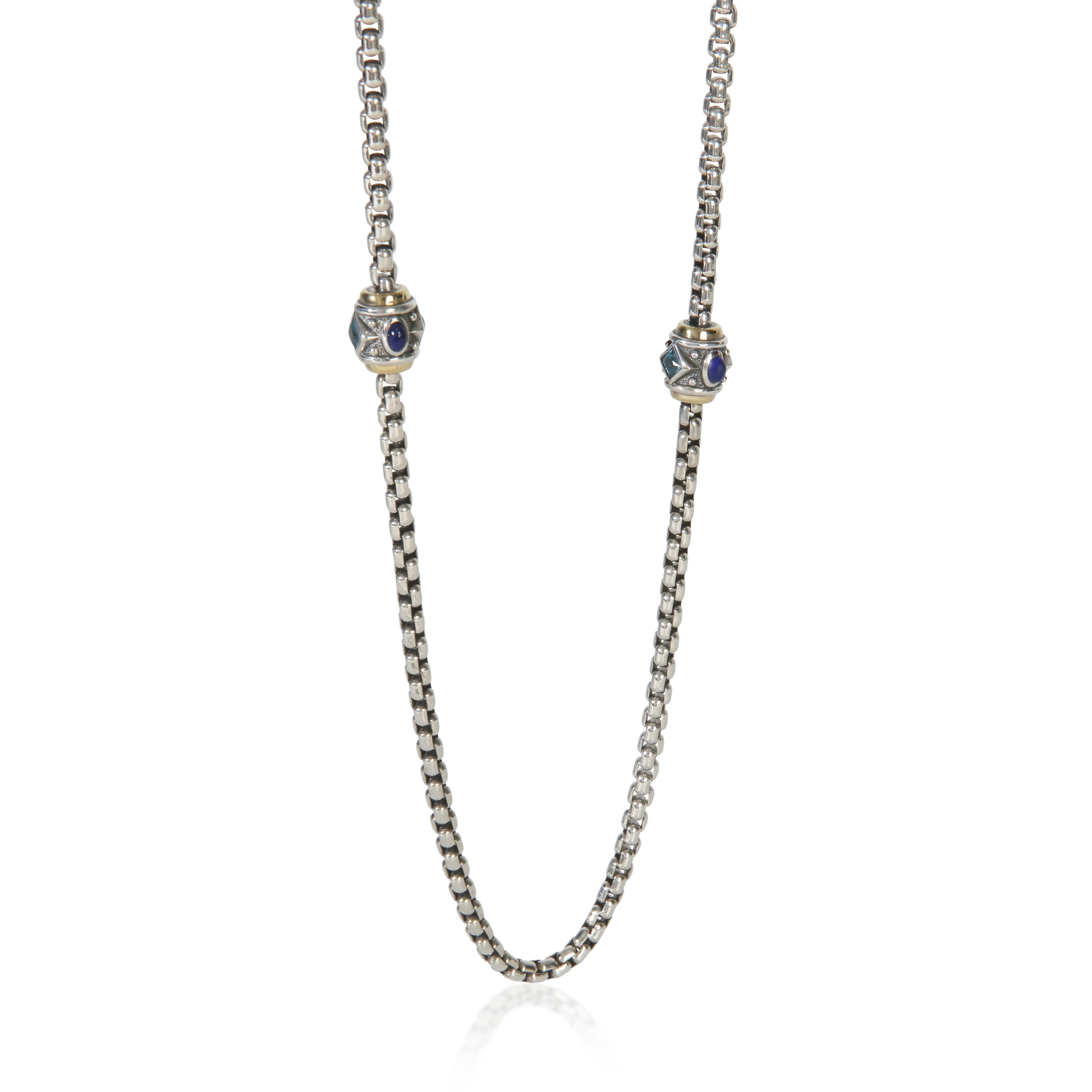 Yellow Gold & Sterling Silver Renaissance Station Necklace
