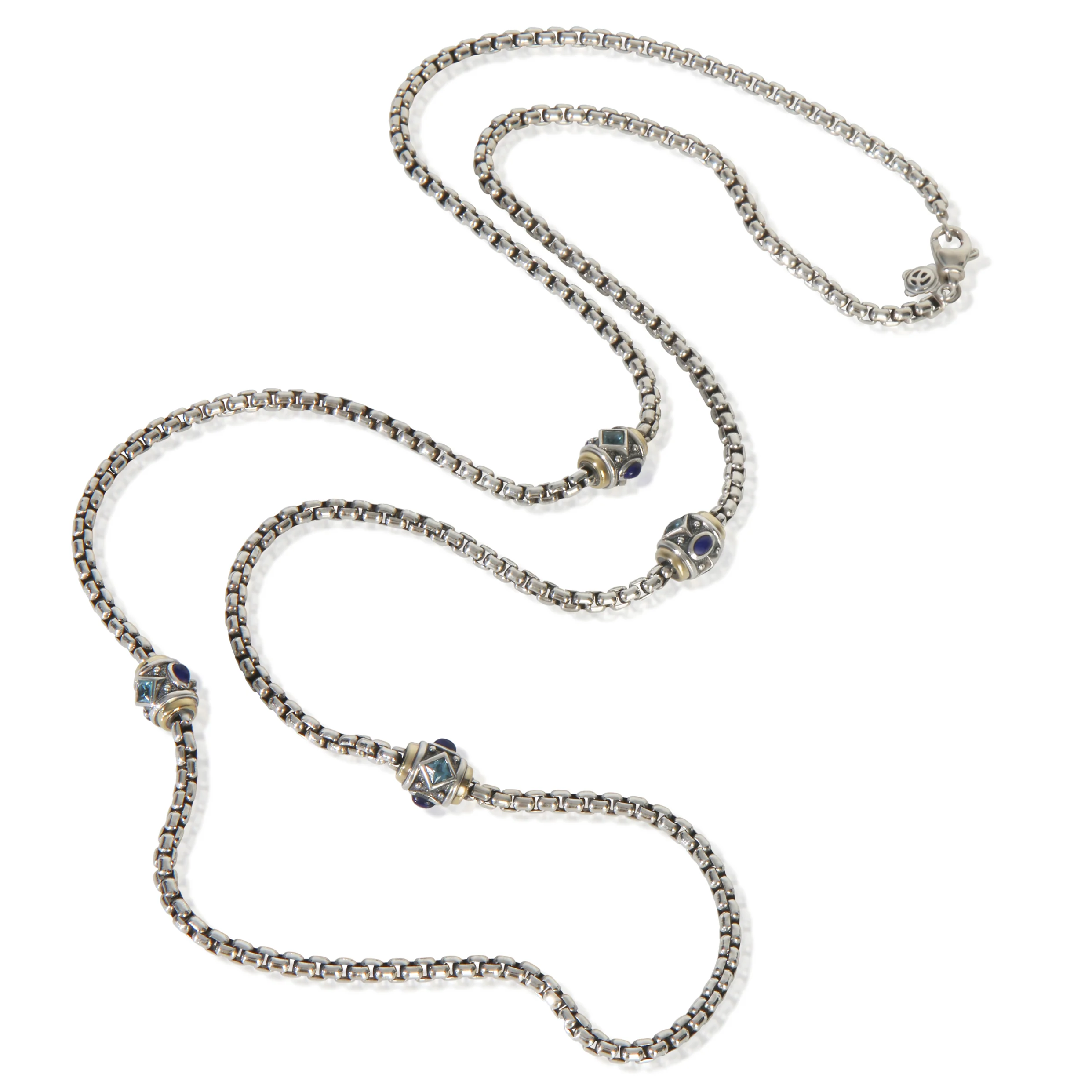 Yellow Gold & Sterling Silver Renaissance Station Necklace - Image 3