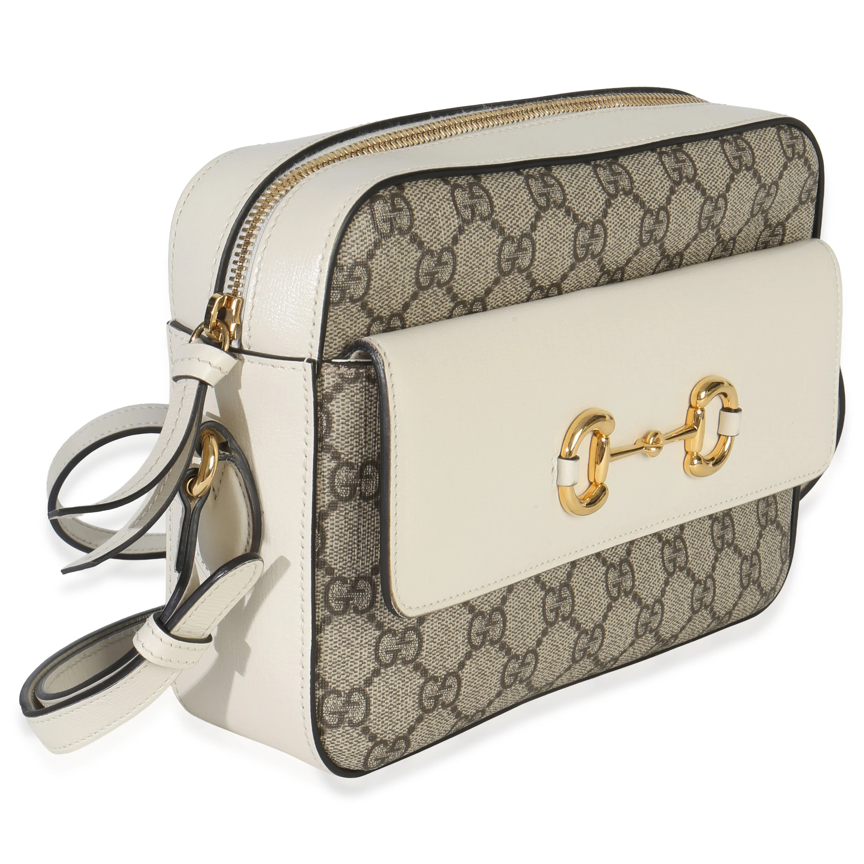 White GG Supreme Canvas Small 1955 Horsebit Shoulder Bag - Image 2