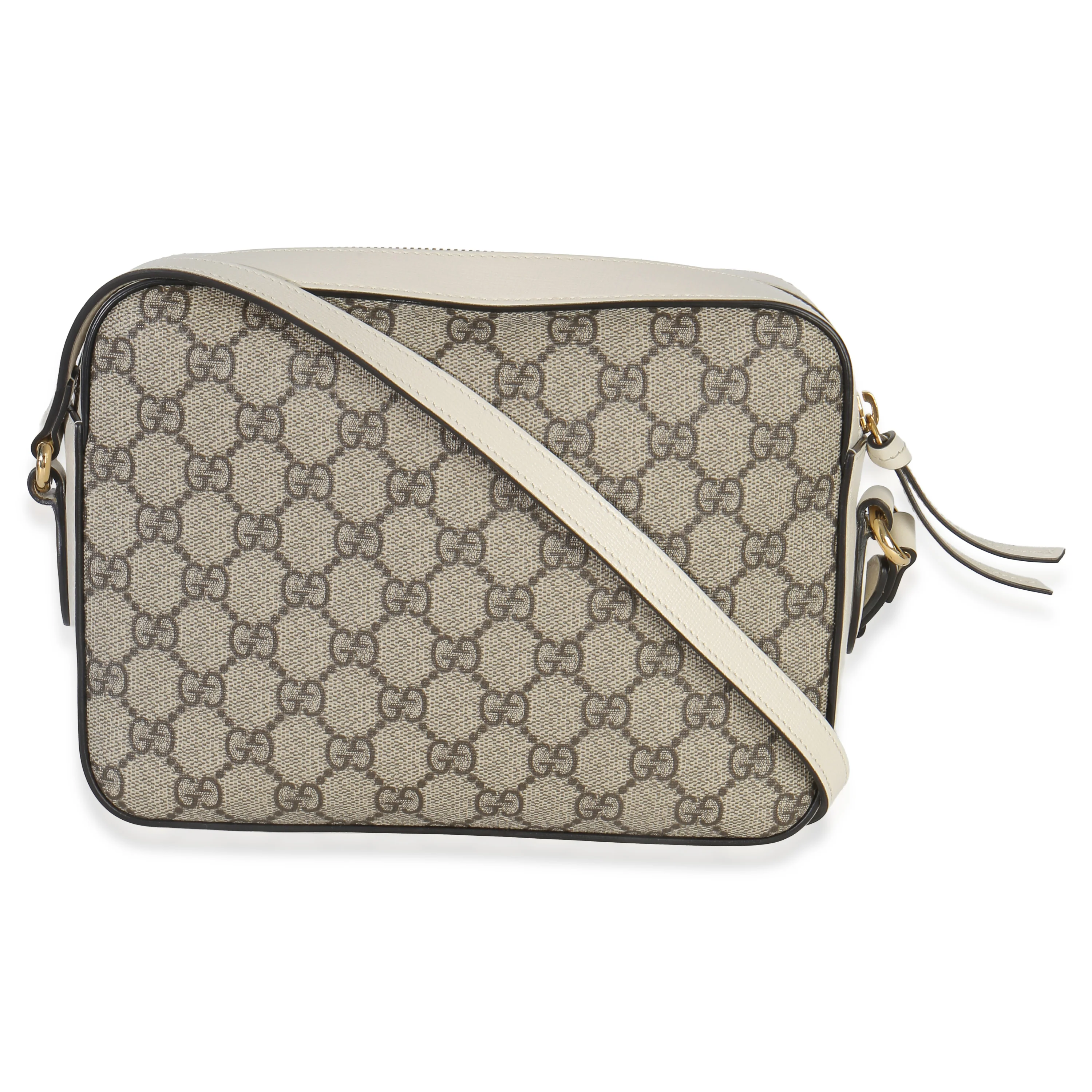 White GG Supreme Canvas Small 1955 Horsebit Shoulder Bag - Image 4