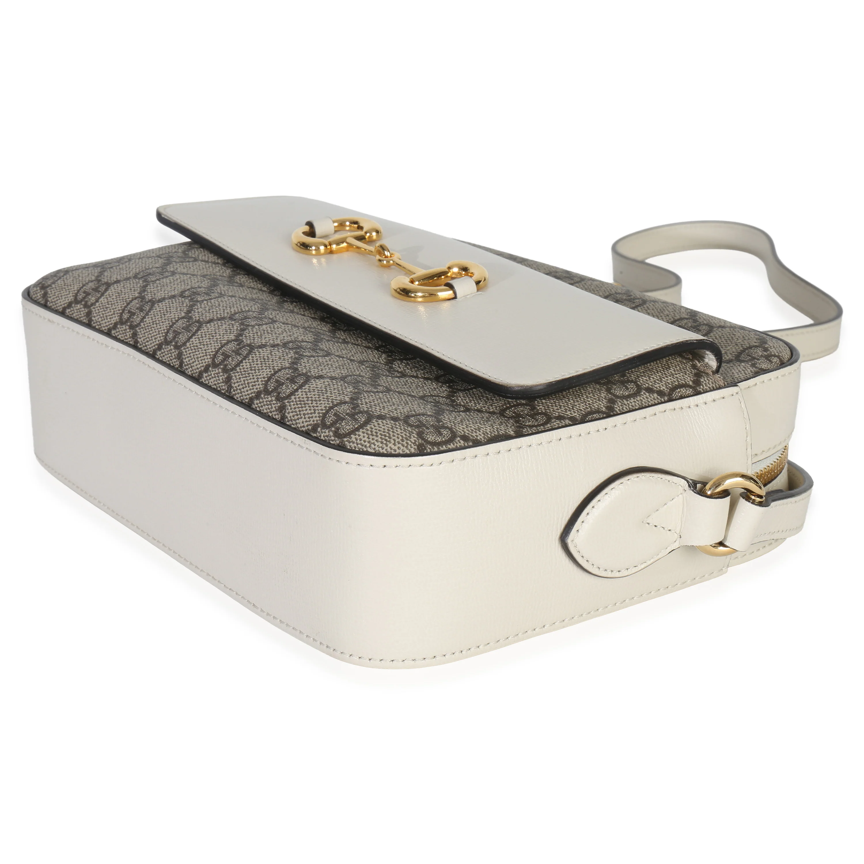 White GG Supreme Canvas Small 1955 Horsebit Shoulder Bag - Image 7