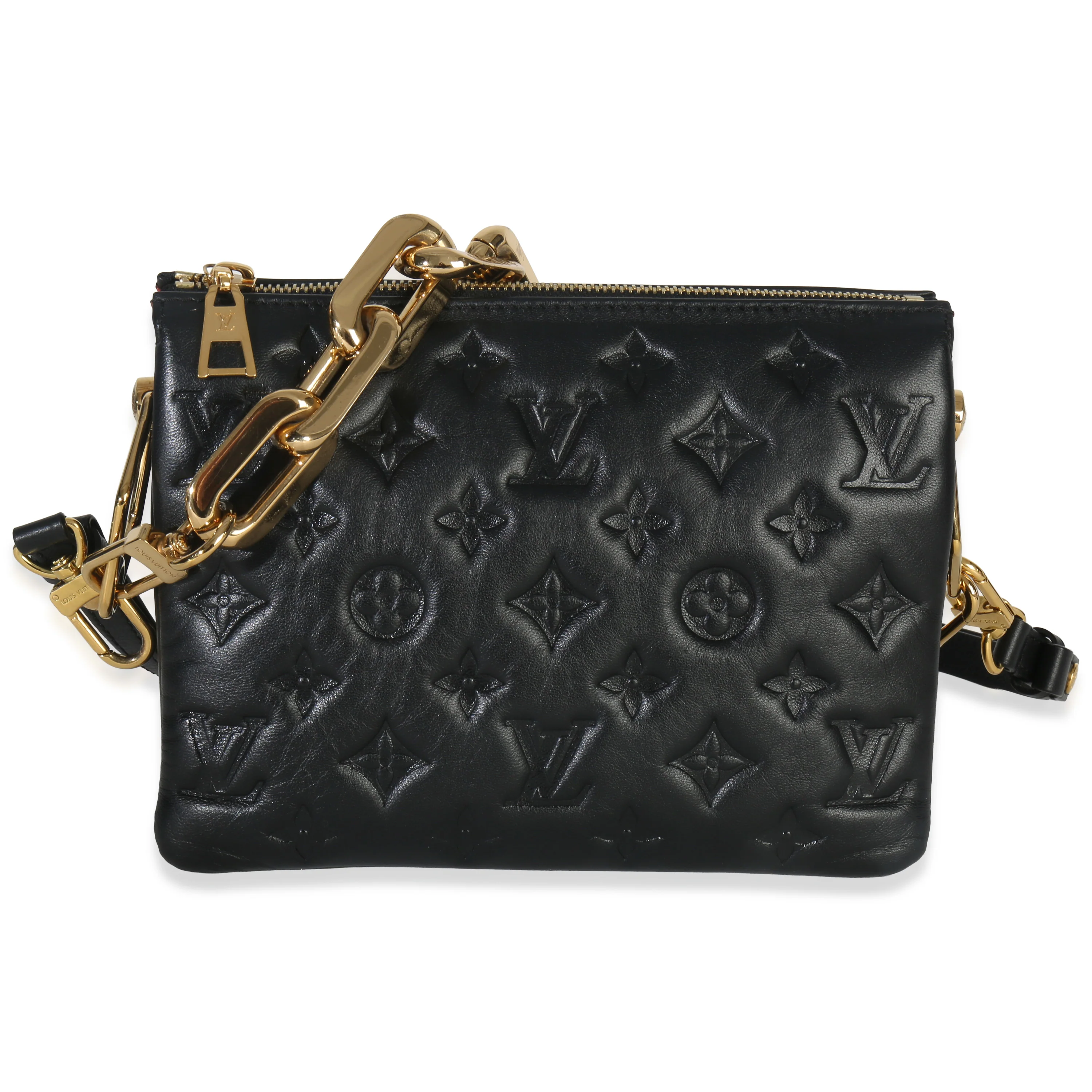 Black Monogram Embossed Lambskin Coussin BB