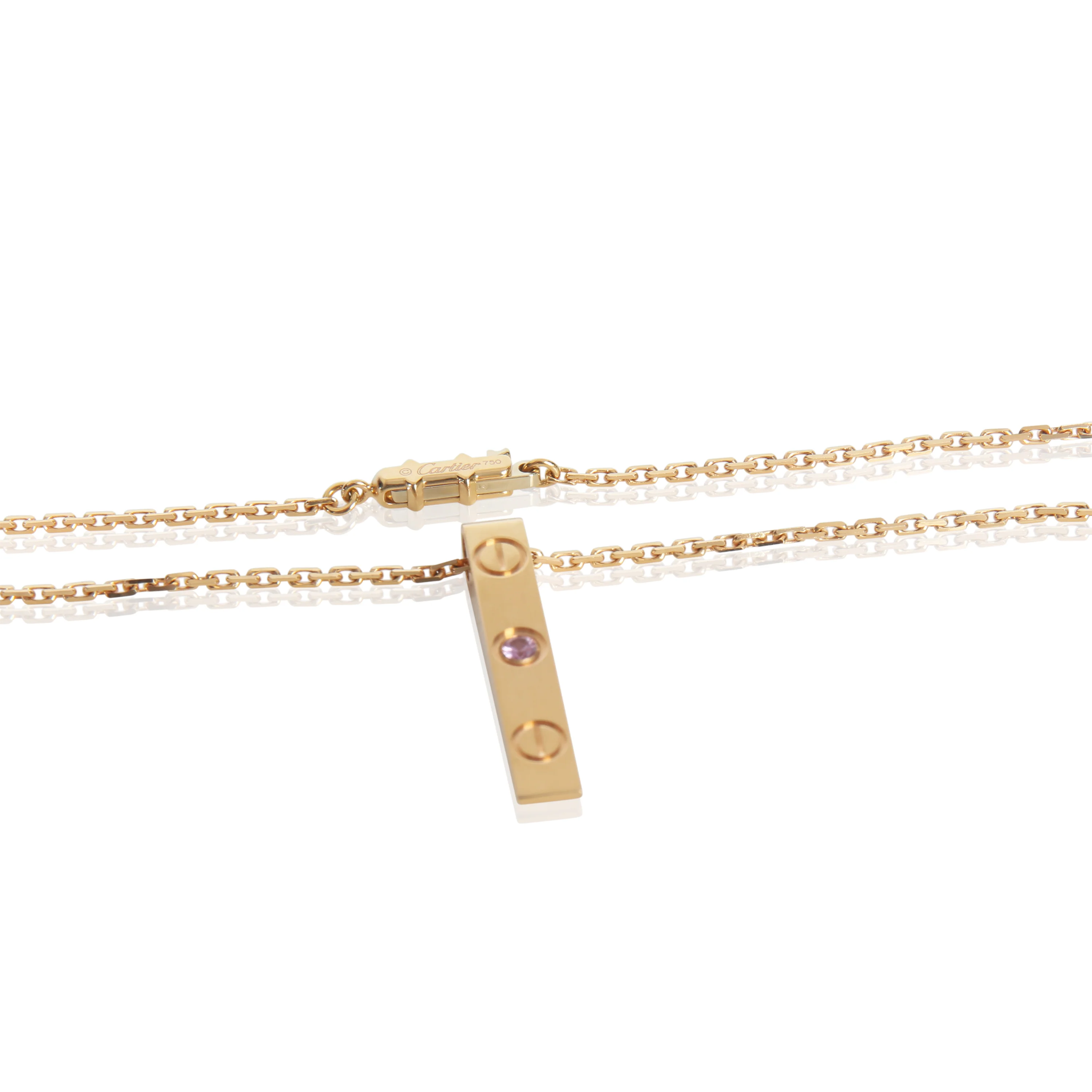 Rose Gold Sapphire Love Bar Pendant - Image 2