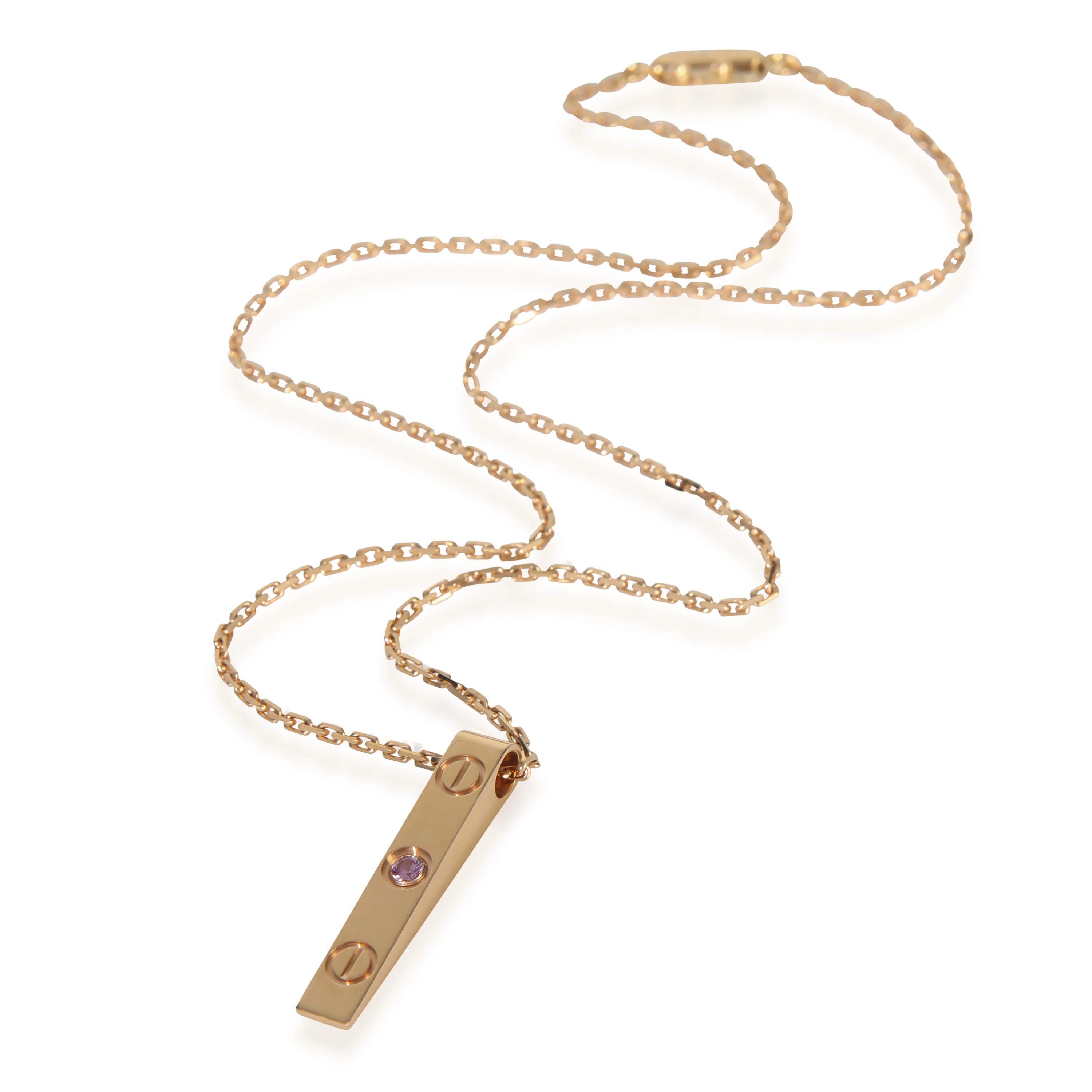 Rose Gold Sapphire Love Bar Pendant - Image 3