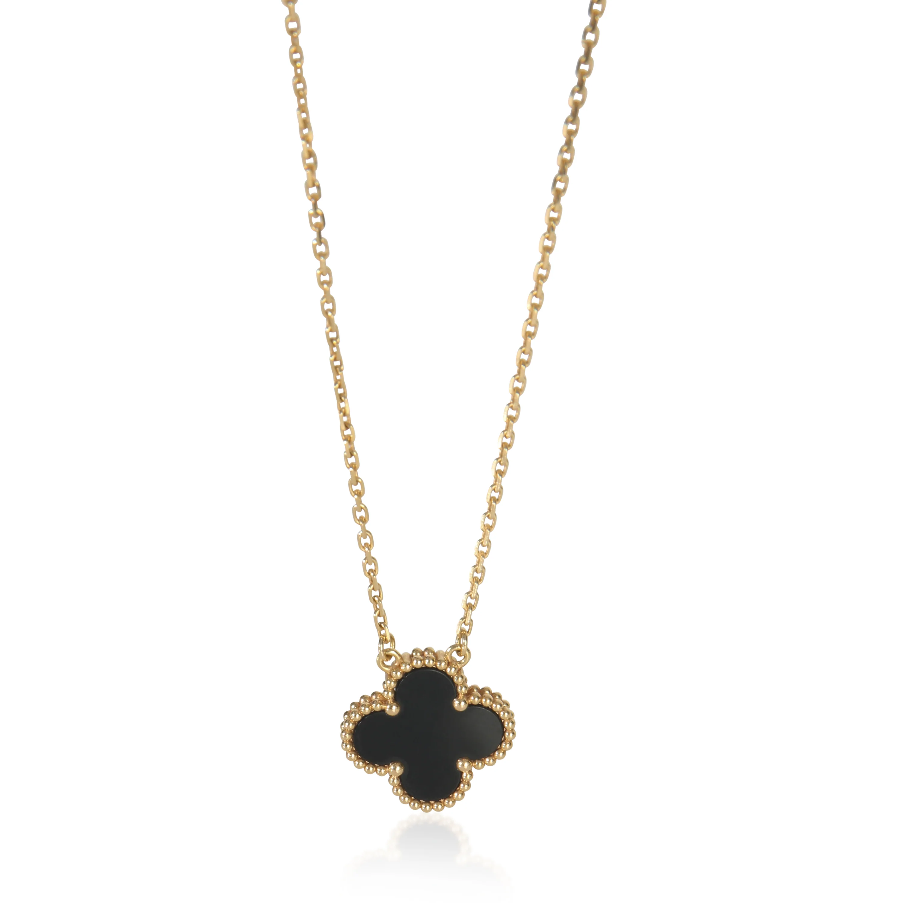 Yellow Gold Onyx Vintage Alhambra Pendant