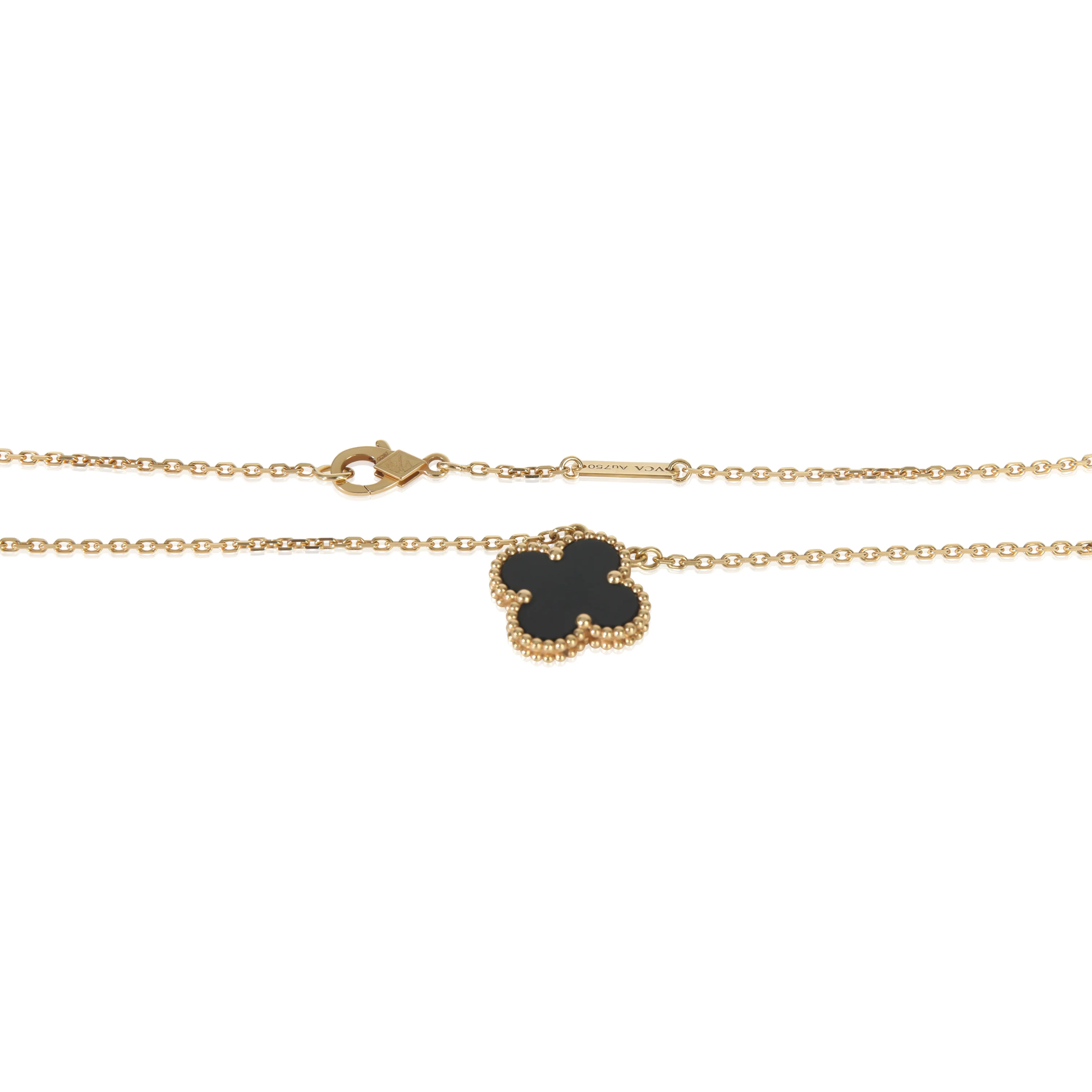 Yellow Gold Onyx Vintage Alhambra Pendant - Image 3