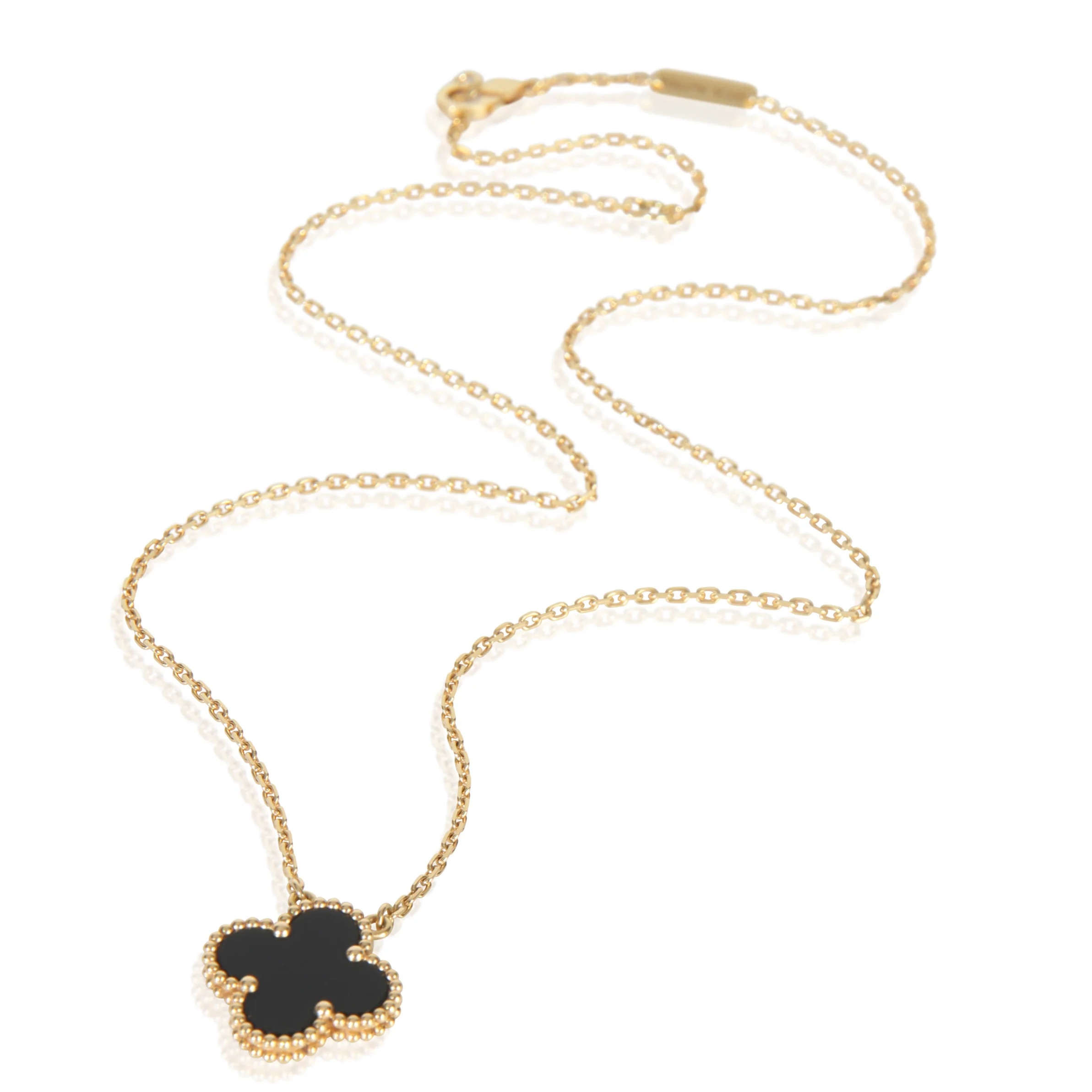 Yellow Gold Onyx Vintage Alhambra Pendant - Image 4
