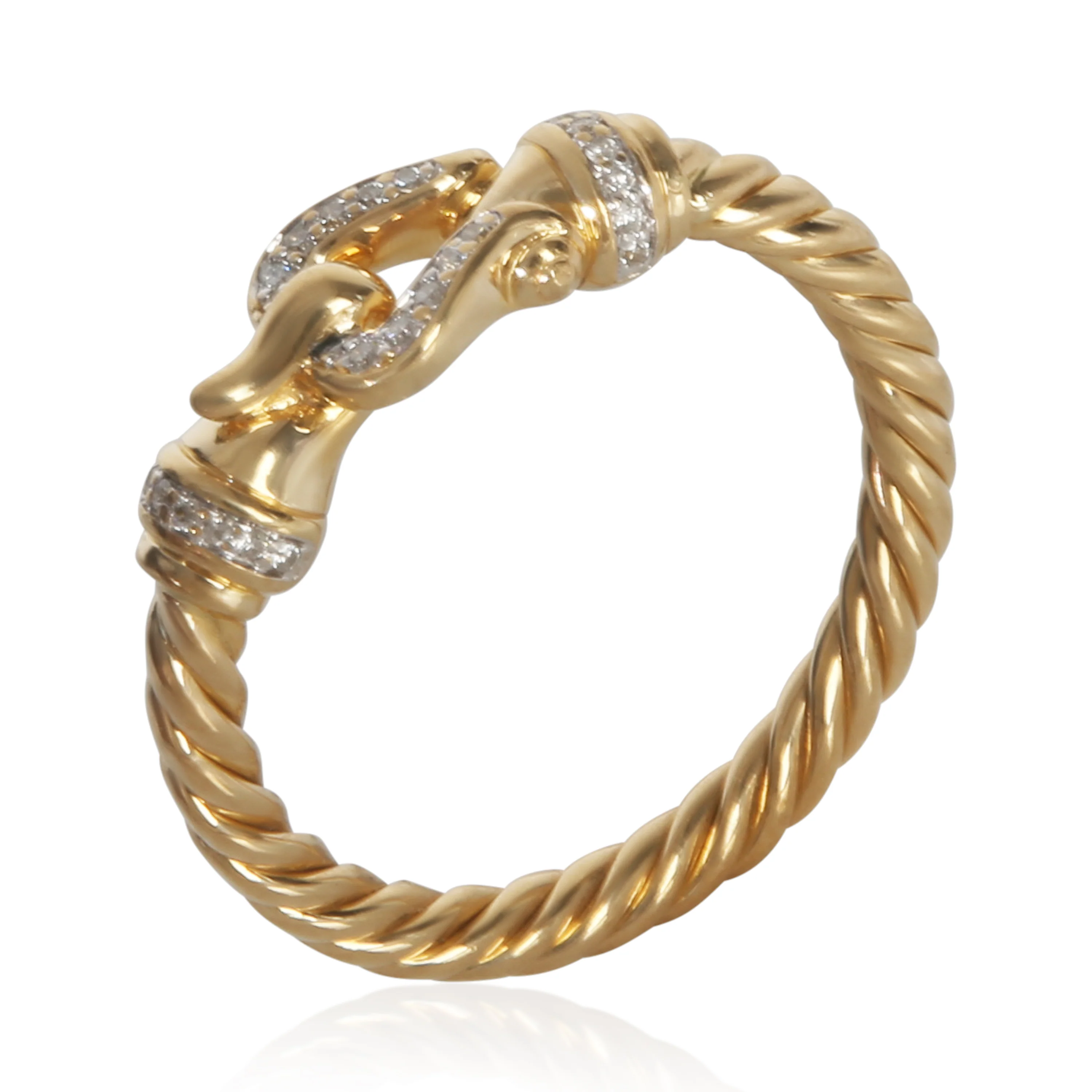 Yellow Gold Diamond Petite Cable Buckle Ring - Image 7