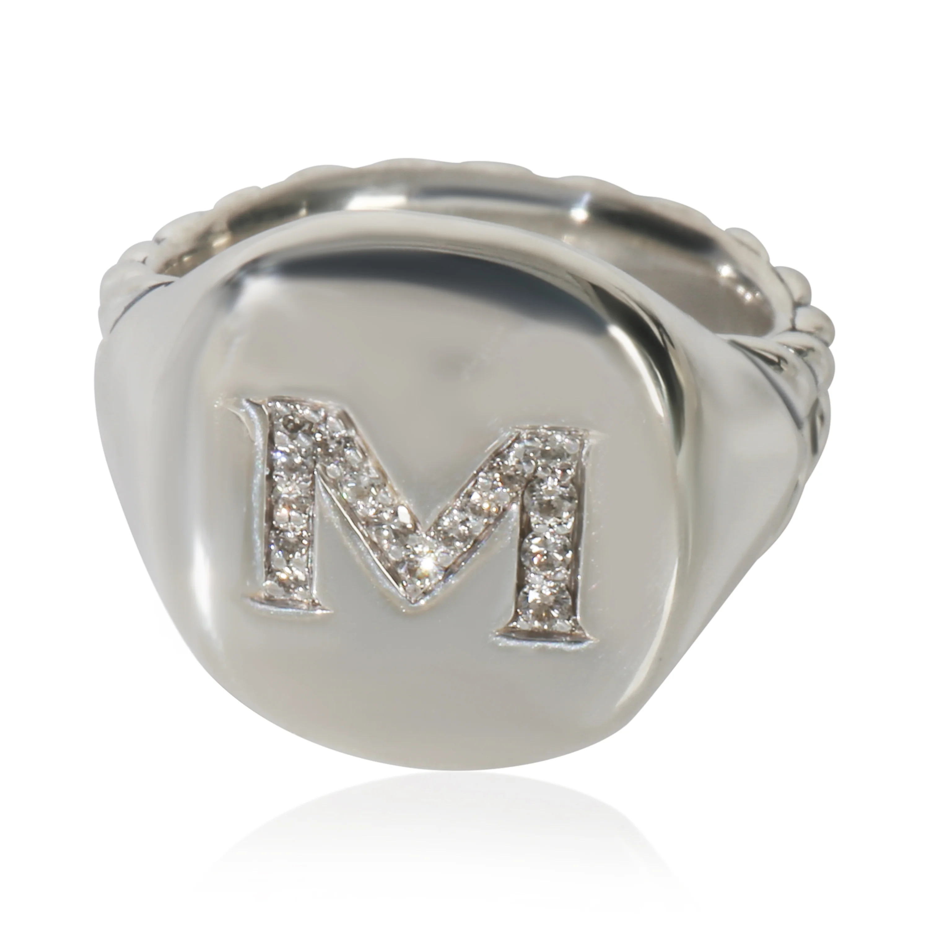 Sterling Silver Diamond Signet Pinky Ring