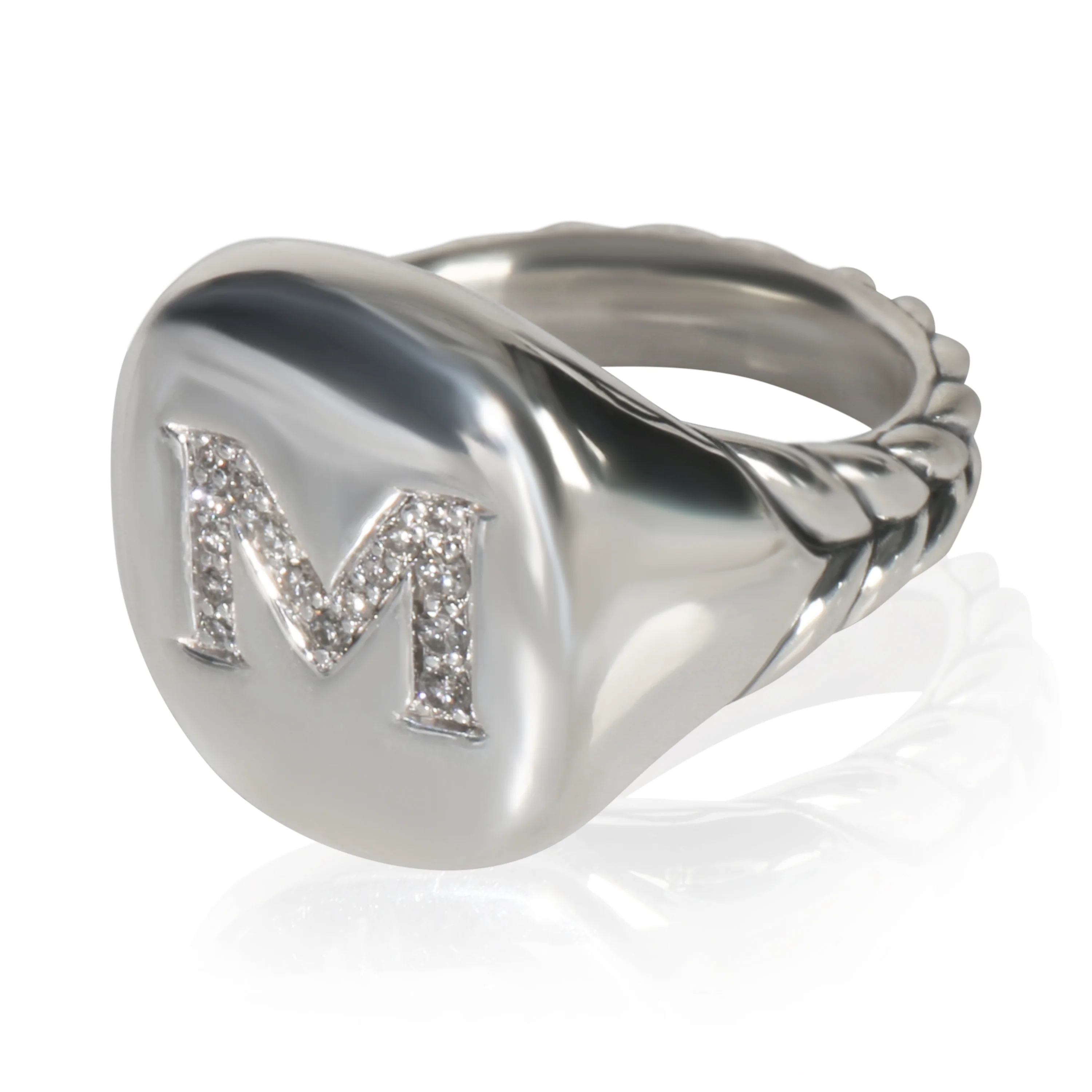 Sterling Silver Diamond Signet Pinky Ring - Image 2