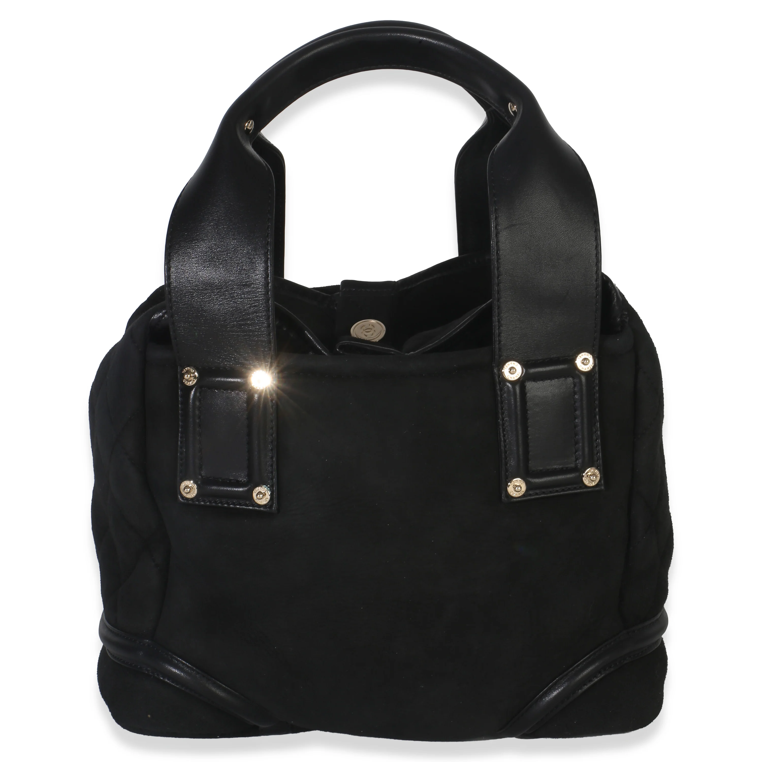 Vintage Black Suede Sparkle Winter Tote - Image 4