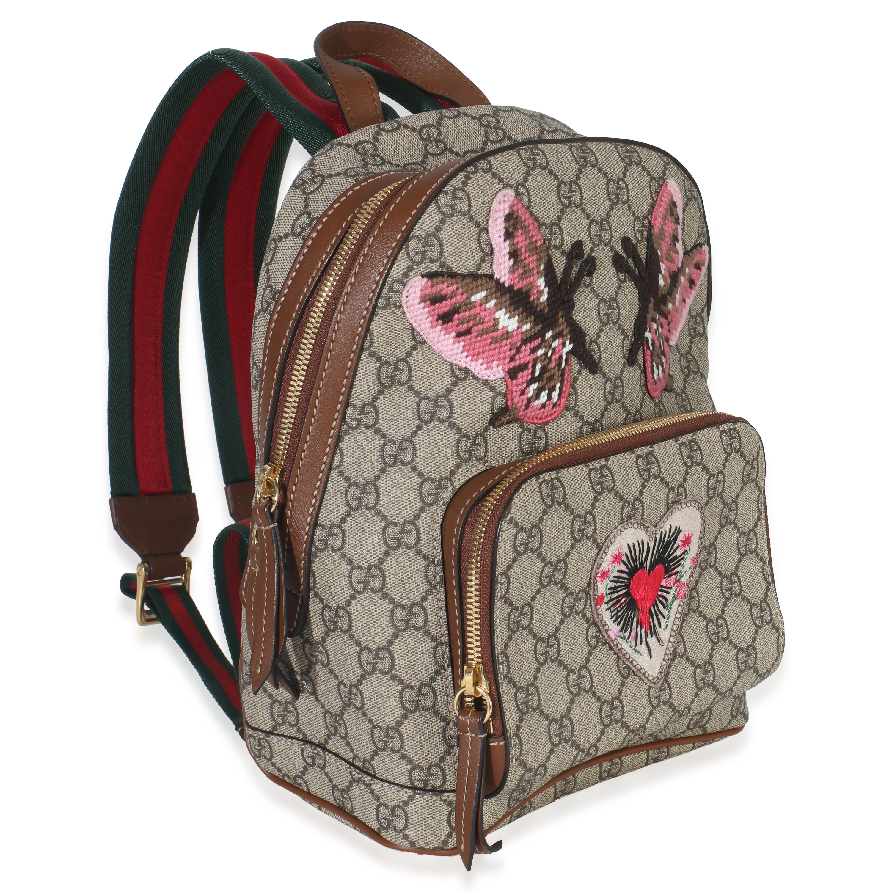 Beige GG Supreme Canvas Web Butterfly Embroidered Small Day Backpack - Image 3