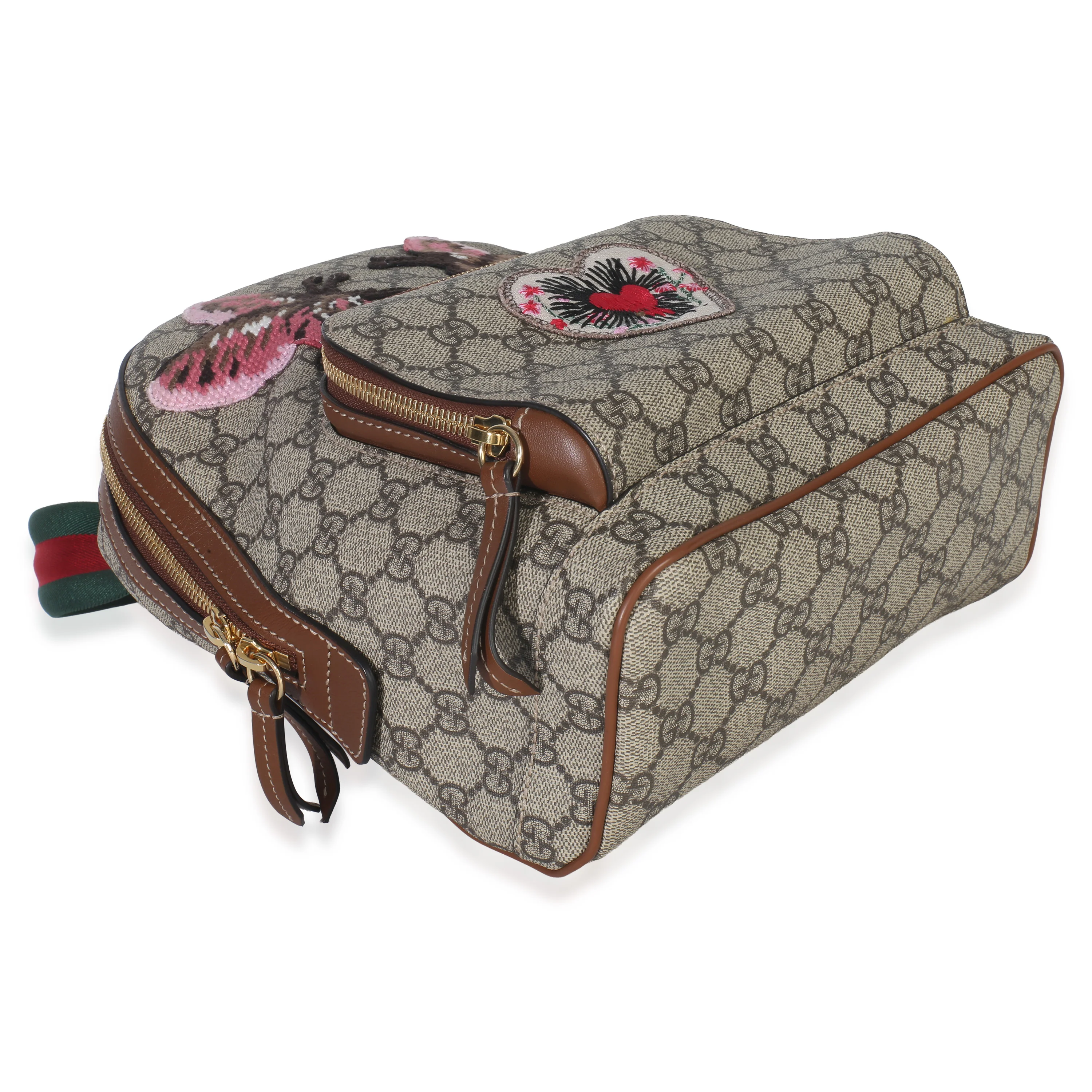 Beige GG Supreme Canvas Web Butterfly Embroidered Small Day Backpack - Image 6
