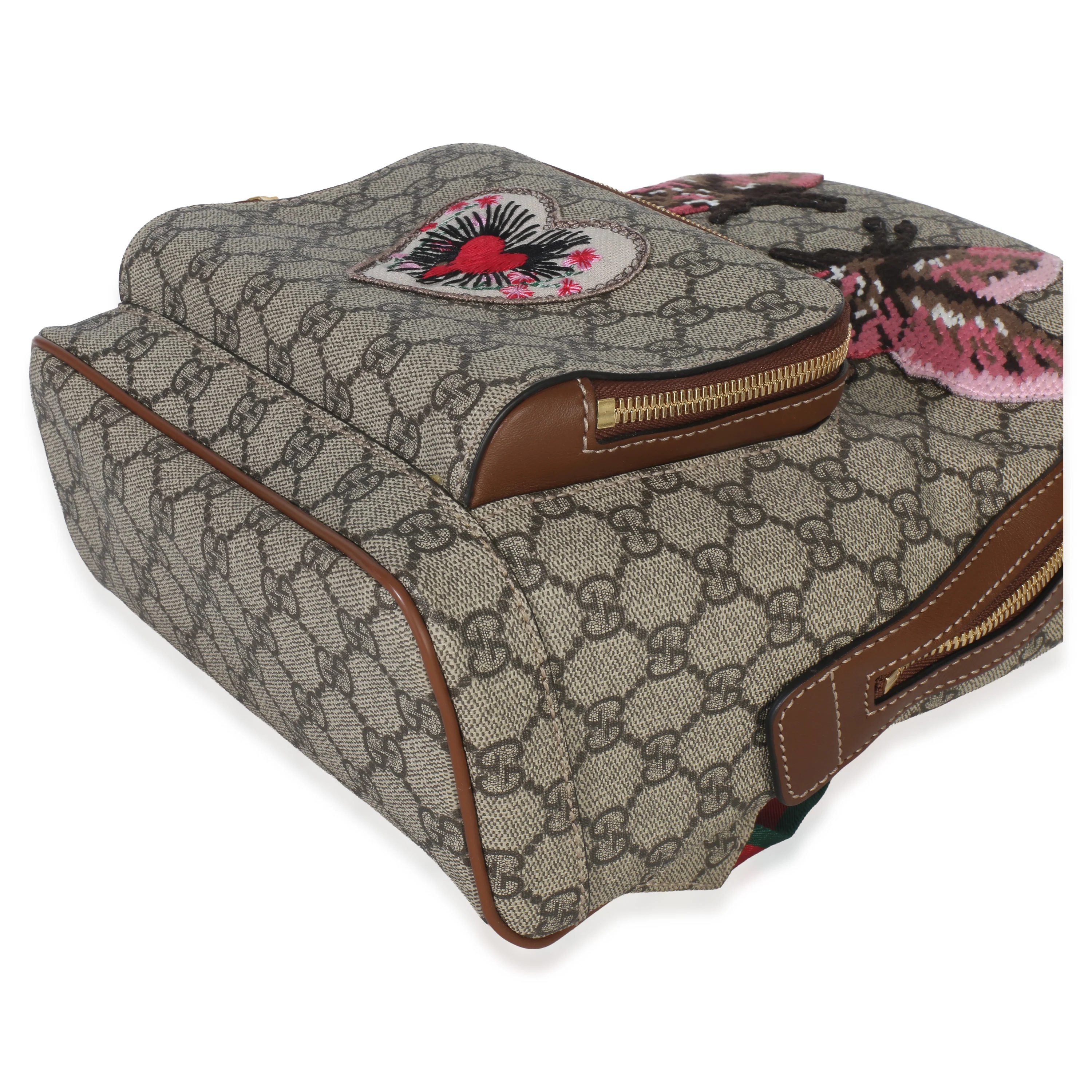 Beige GG Supreme Canvas Web Butterfly Embroidered Small Day Backpack - Image 7