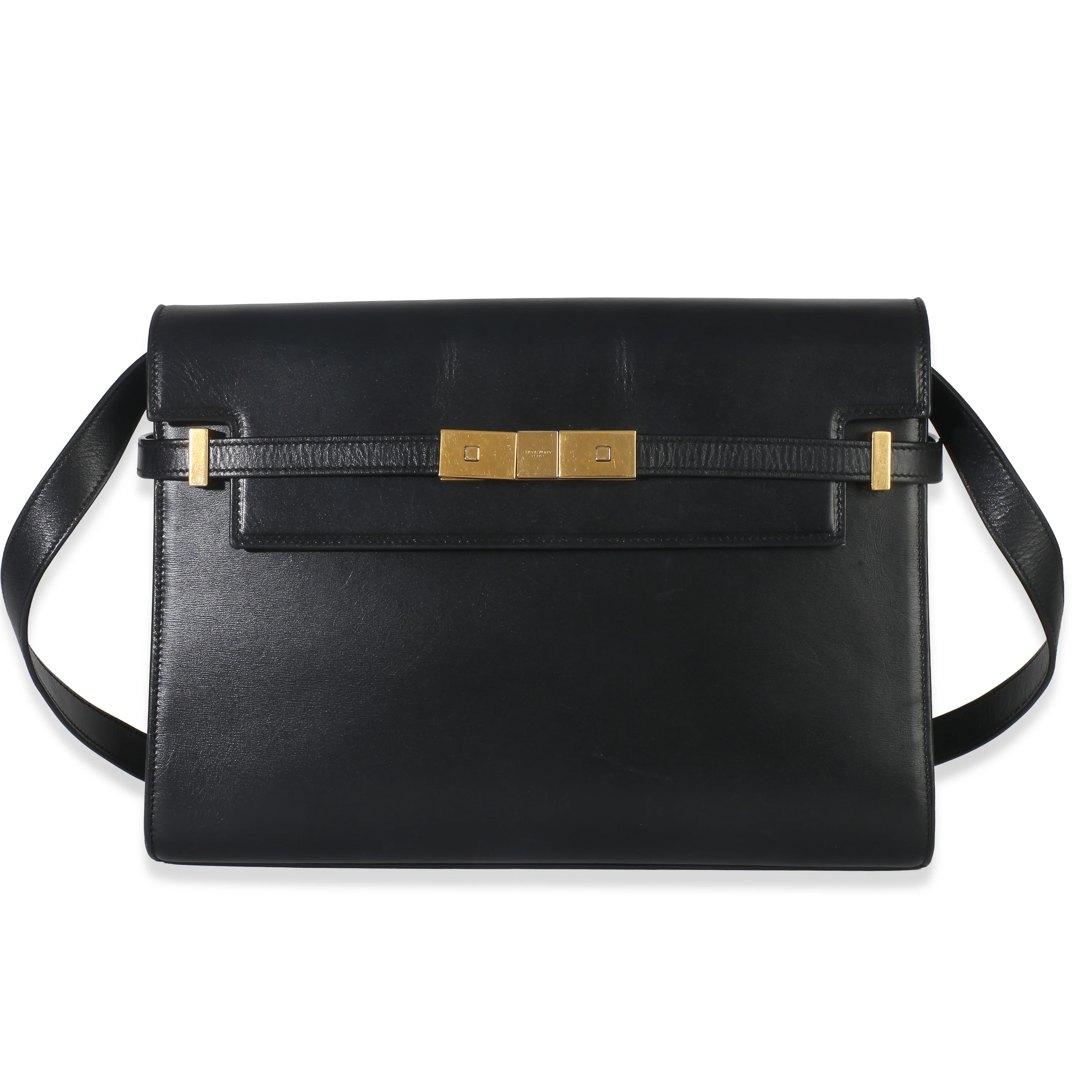 Black Calfskin Medium Manhattan Shoulder Bag