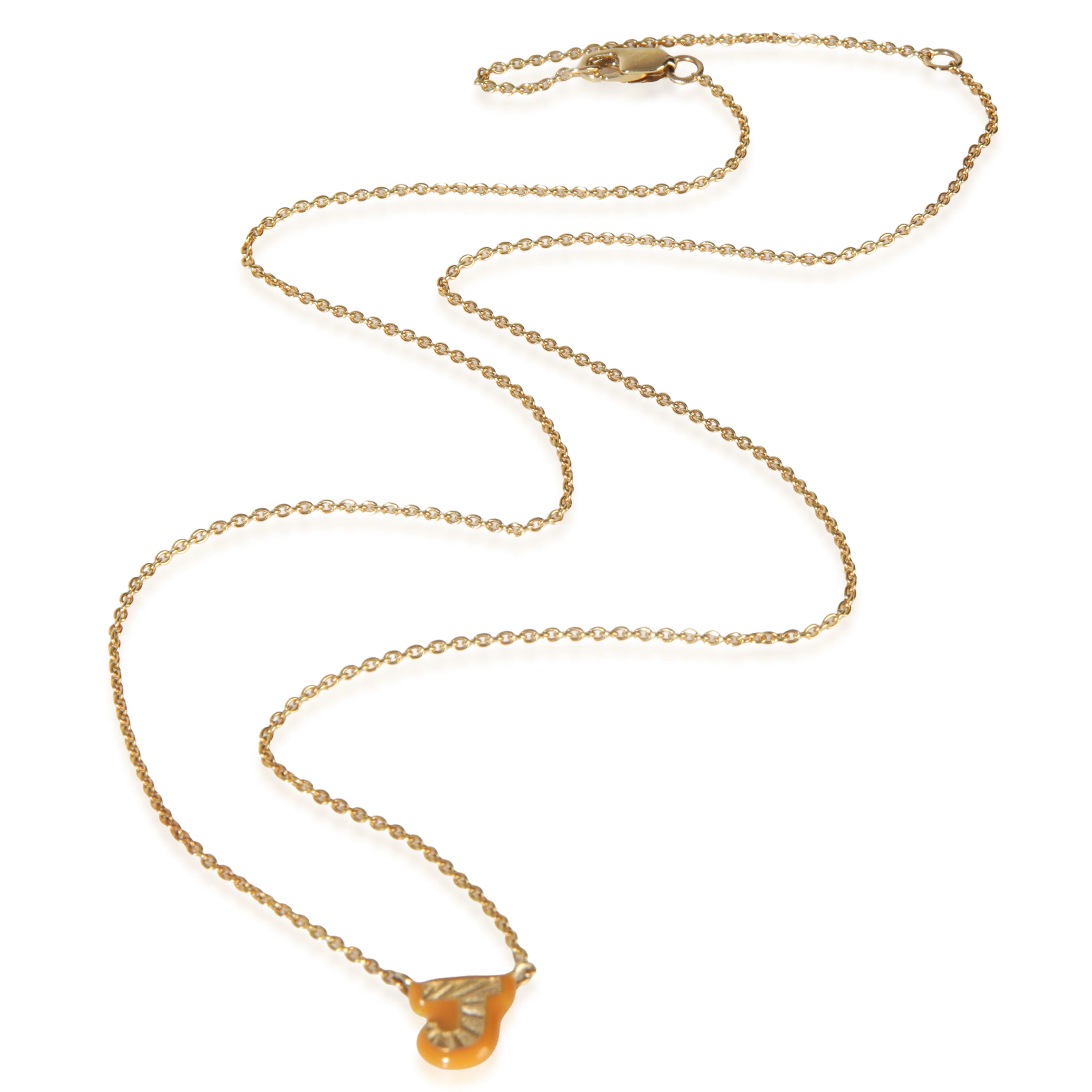 Yellow Gold  Tan Enamel Mini Initial J Pendant - Image 2