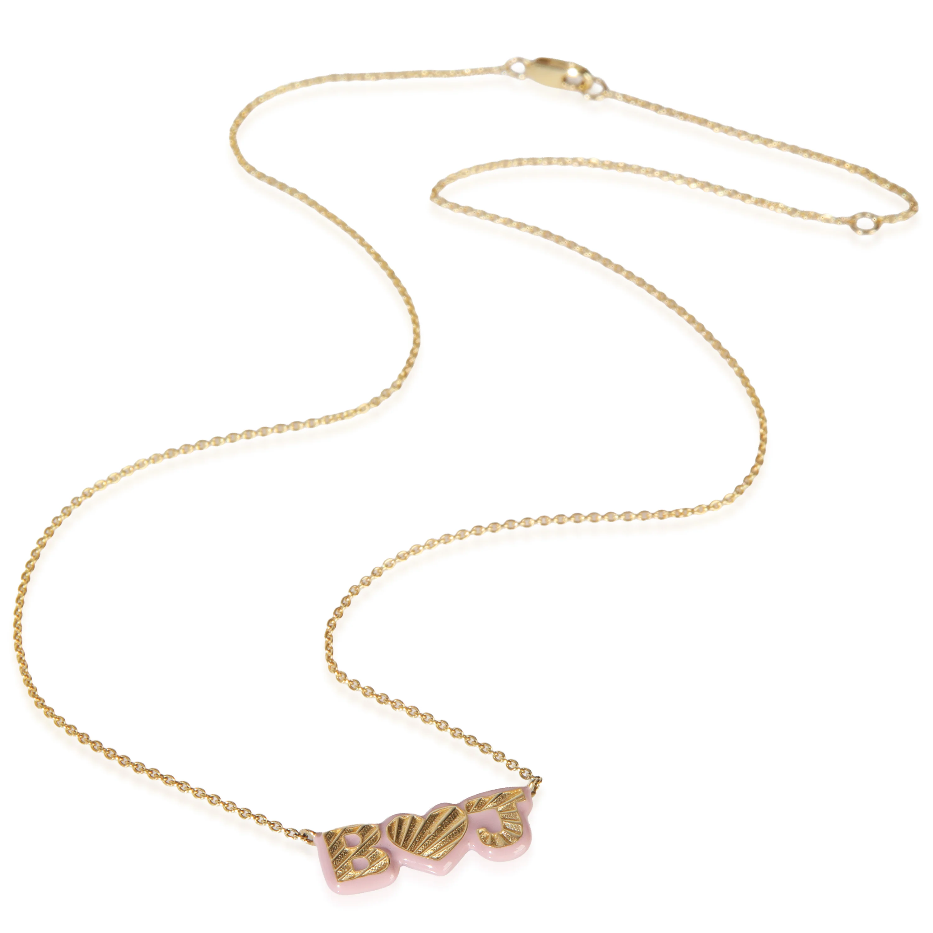 Yellow Gold  Light Purple Enamel Initial Pendant - Image 2
