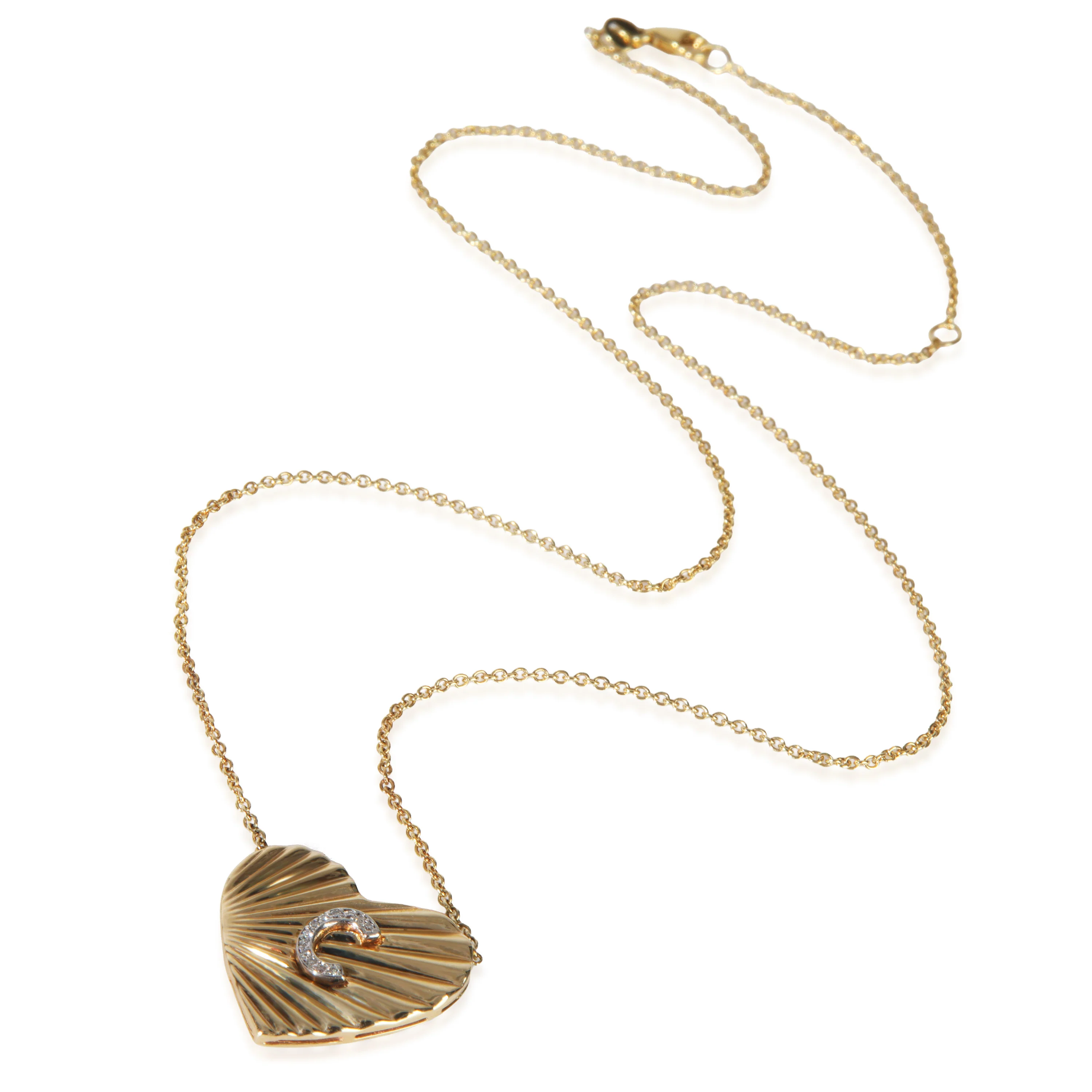Yellow Gold Diamond Heart With Initial C Pendant - Image 2
