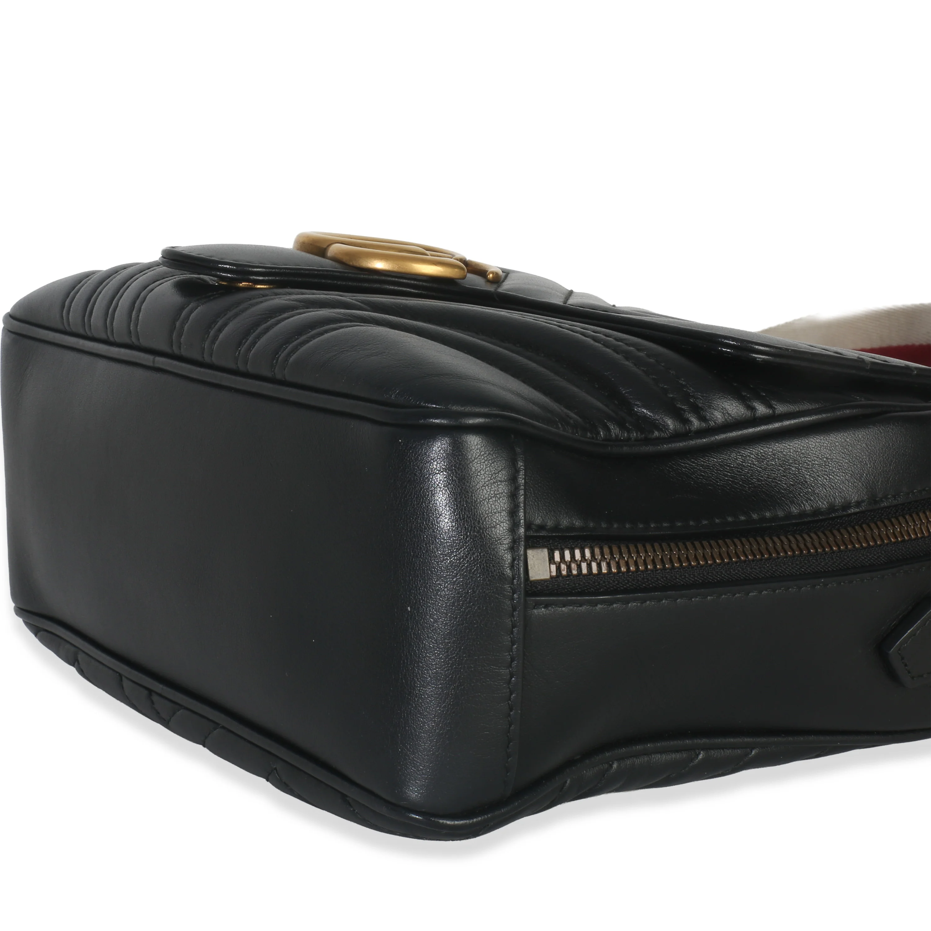 Black Calfskin Matelasse Sylvie Web Small GG Marmont Top Handle Bag - Image 7