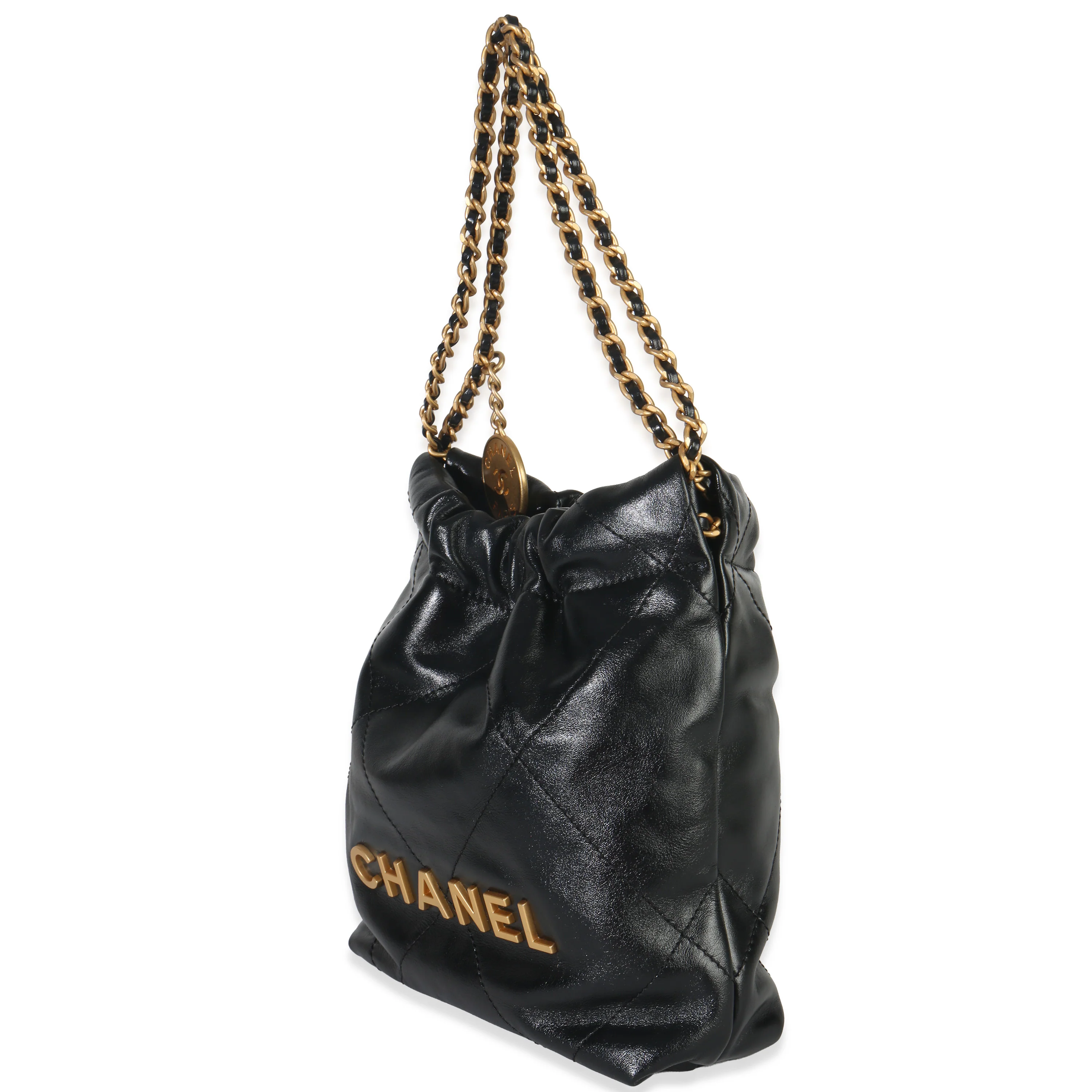 Black Quilted Calfskin Mini Chanel 22 Hobo - Image 2