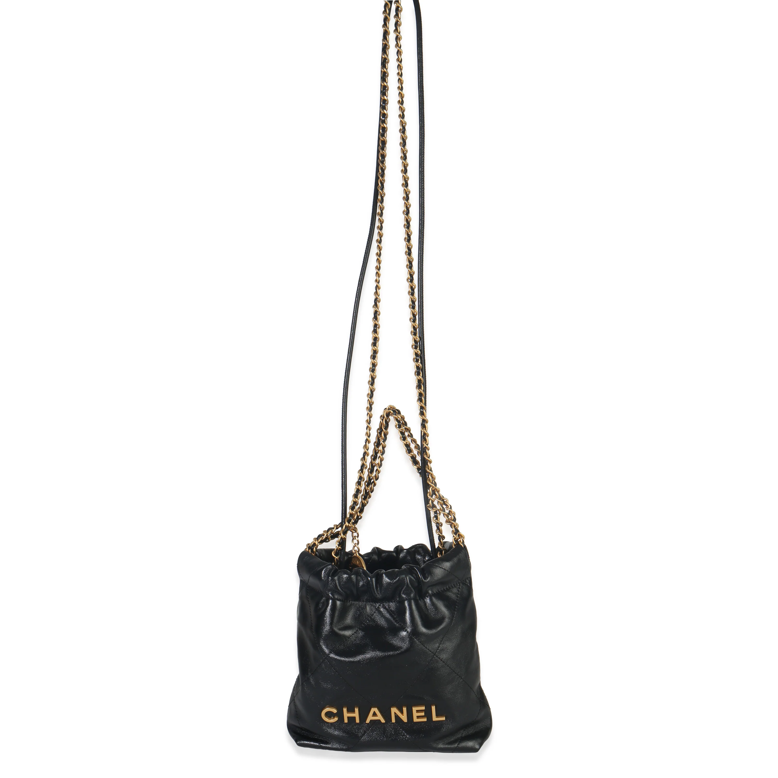 Black Quilted Calfskin Mini Chanel 22 Hobo - Image 5