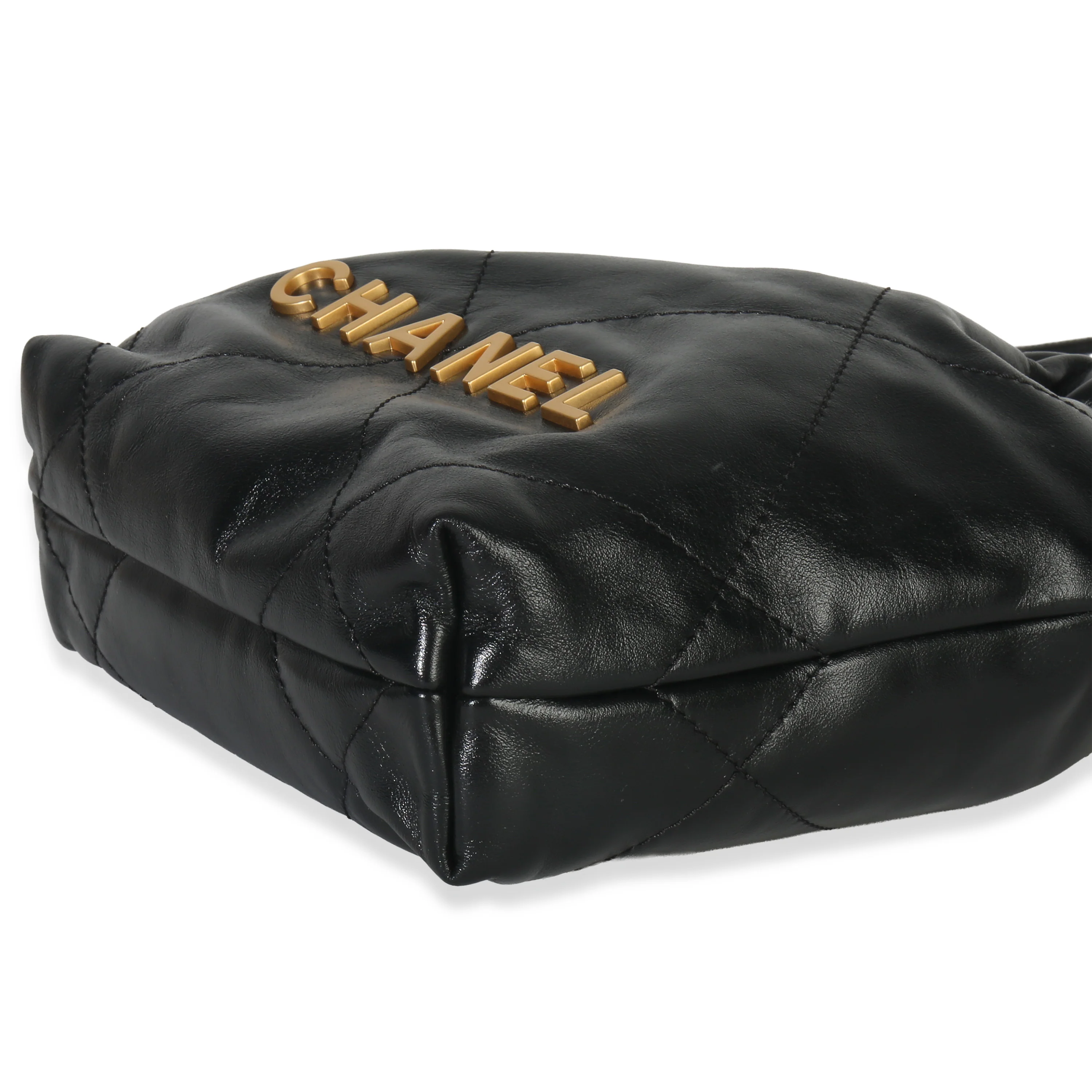 Black Quilted Calfskin Mini Chanel 22 Hobo - Image 6