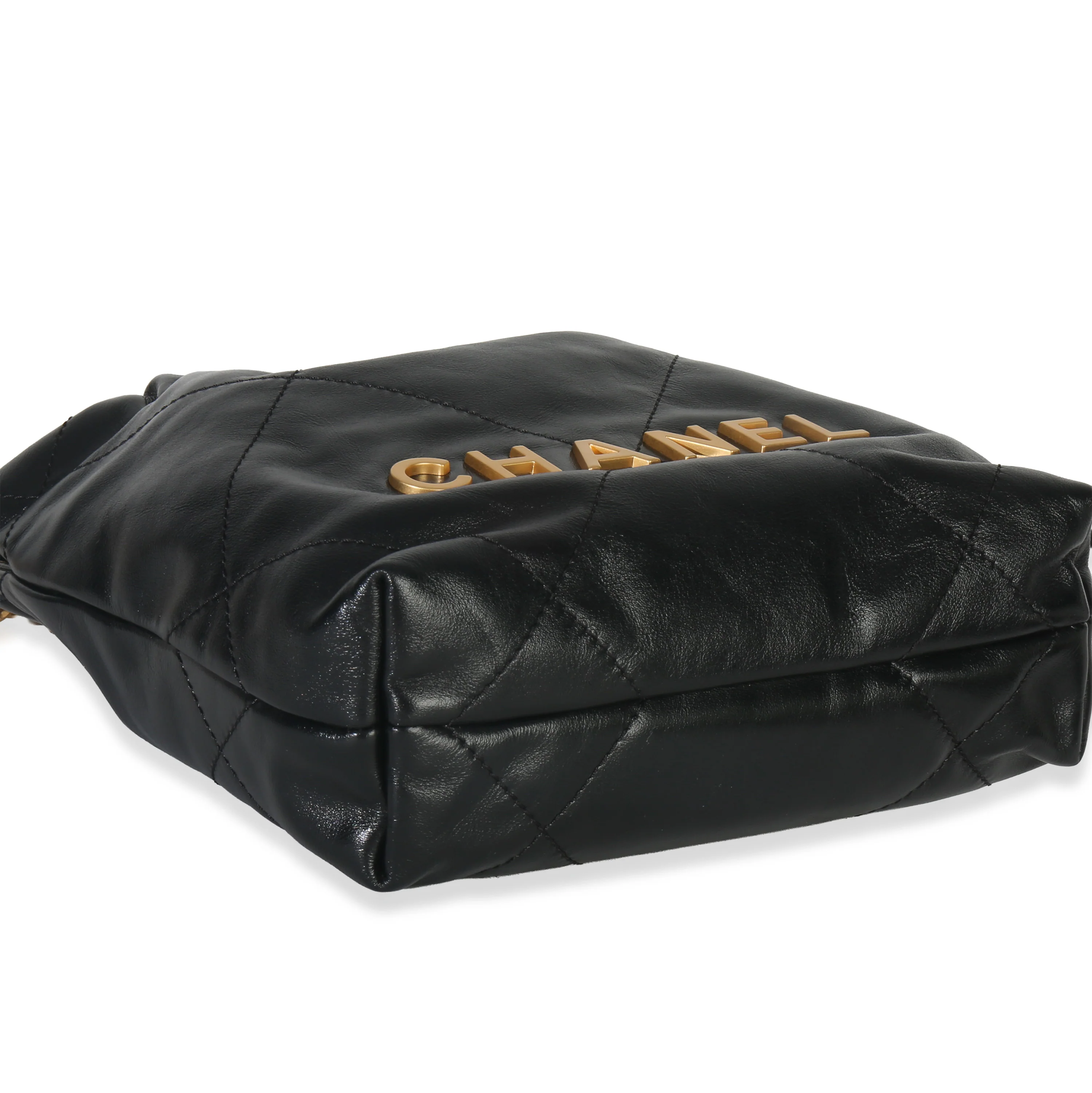 Black Quilted Calfskin Mini Chanel 22 Hobo - Image 8