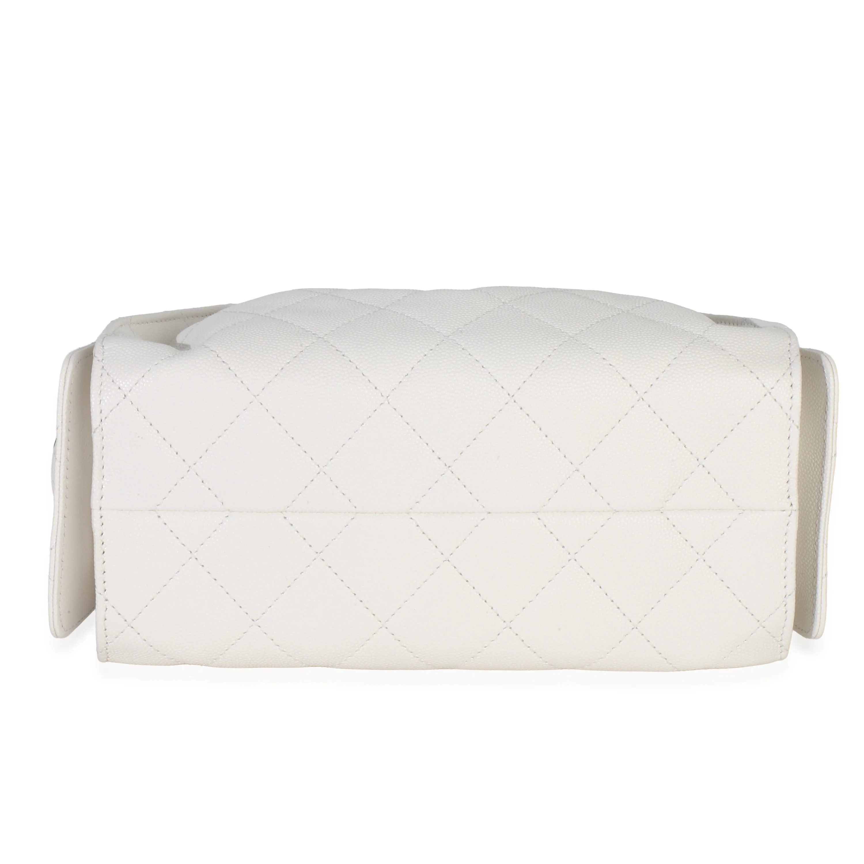 White Quilted Caviar Mini Chanel 25 Hobo Handbag - Image 5